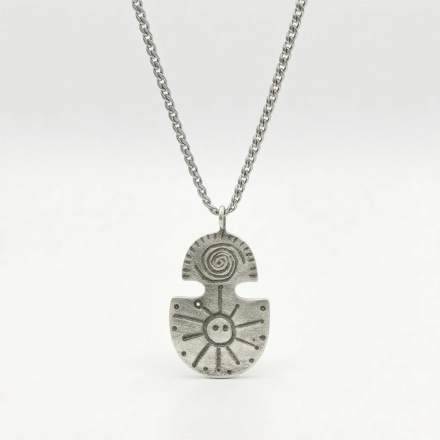 Taino Water & Sun Petroglyphs Pendant on 3.5 mm Cuban Links Chain