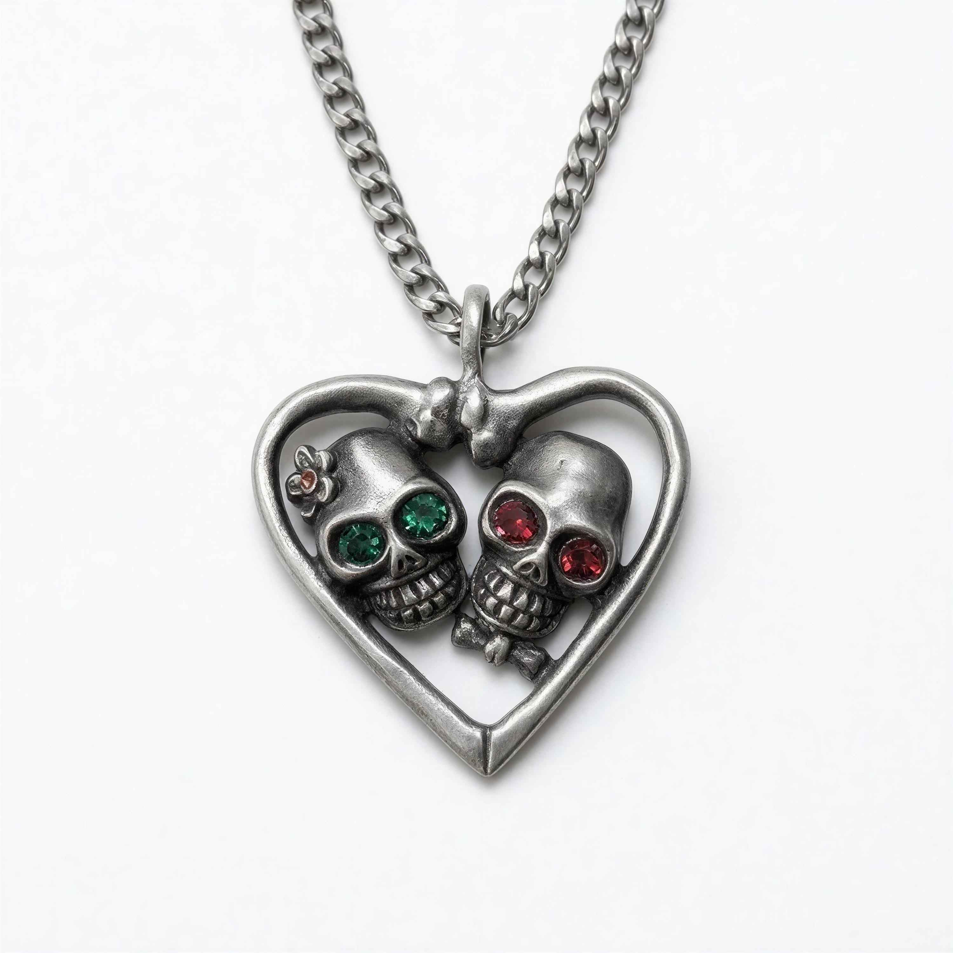 Day of the Dead Halloween Inspired Catrina Pendant on 3.5 mm Cuban Links Chain