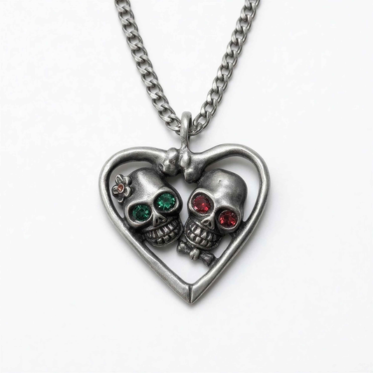 Day of the Dead Halloween Inspired Catrina Pendant on 3.5 mm Cuban Links Chain