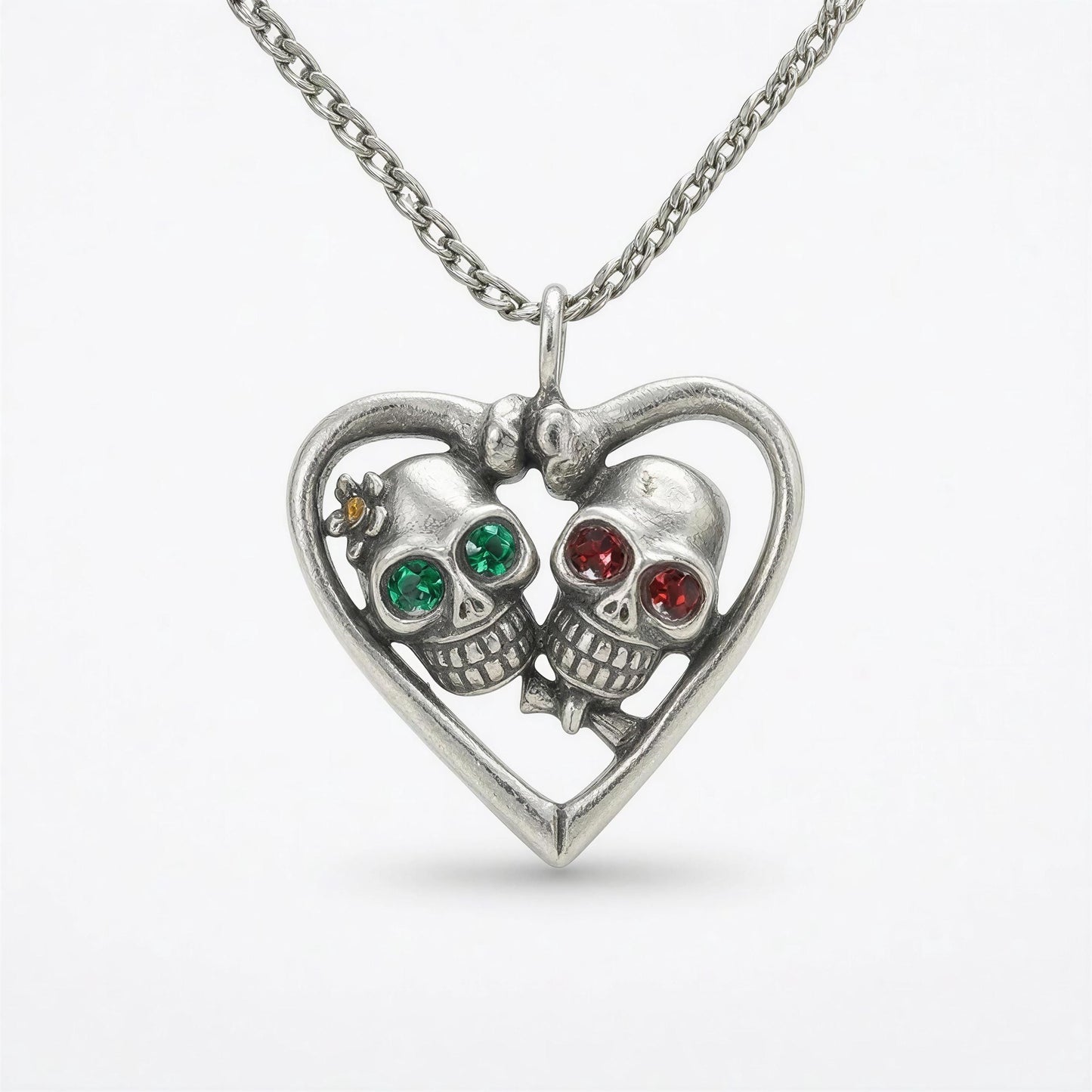 Day of the Dead Halloween Inspired Catrina Pendant on 3.5 mm Cuban Links Chain
