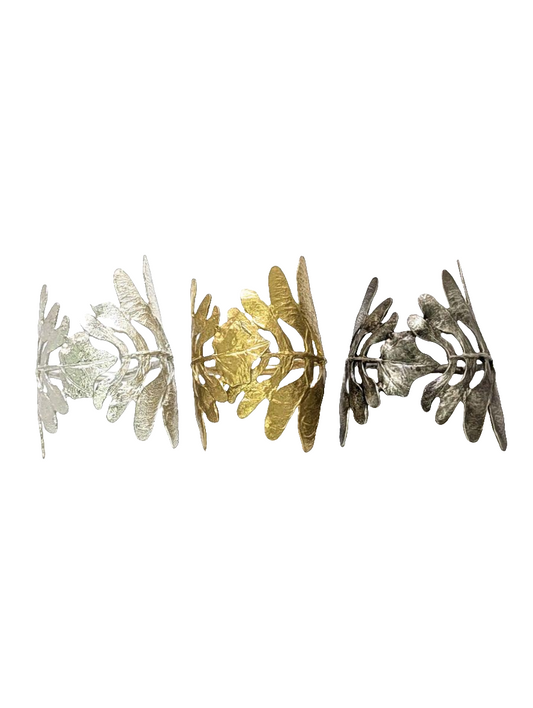 Handcrafted Lead-Free Pewter Maple Seed Copters Adjustable Napkin Ring Set of 4