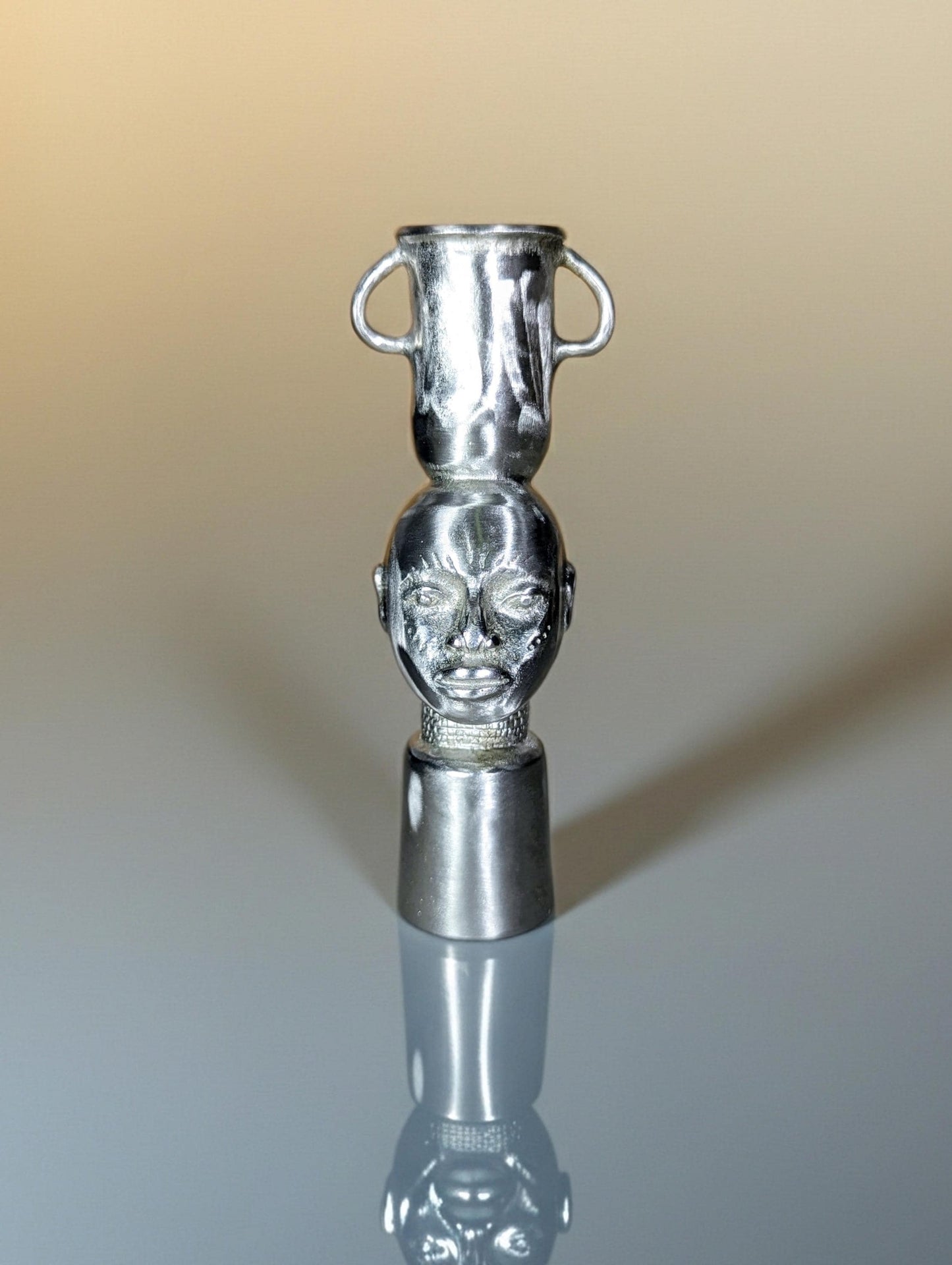 Handcrafted Lead-free Pewter African Bust, Taper Candle Holder, Ethnic Home
