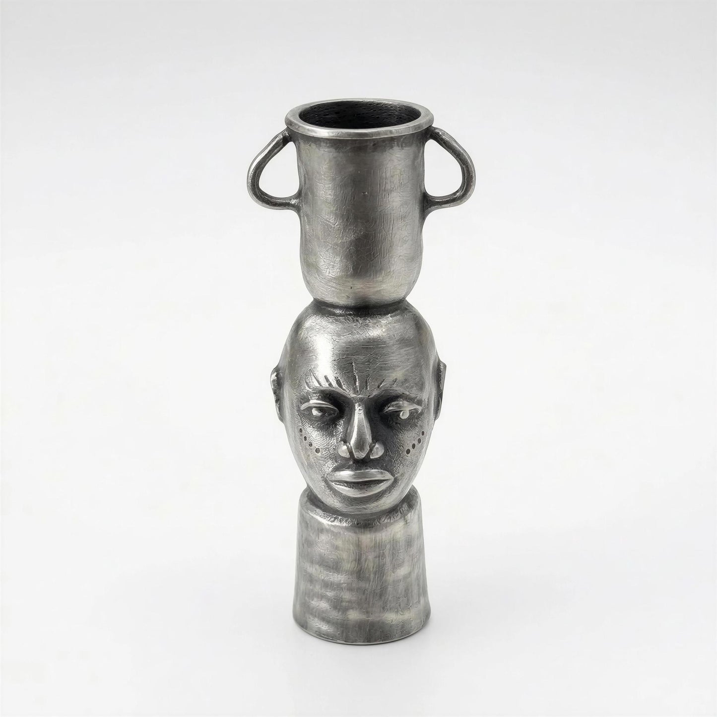 Handcrafted Lead-free Pewter African Bust, Taper Candle Holder, Ethnic Home