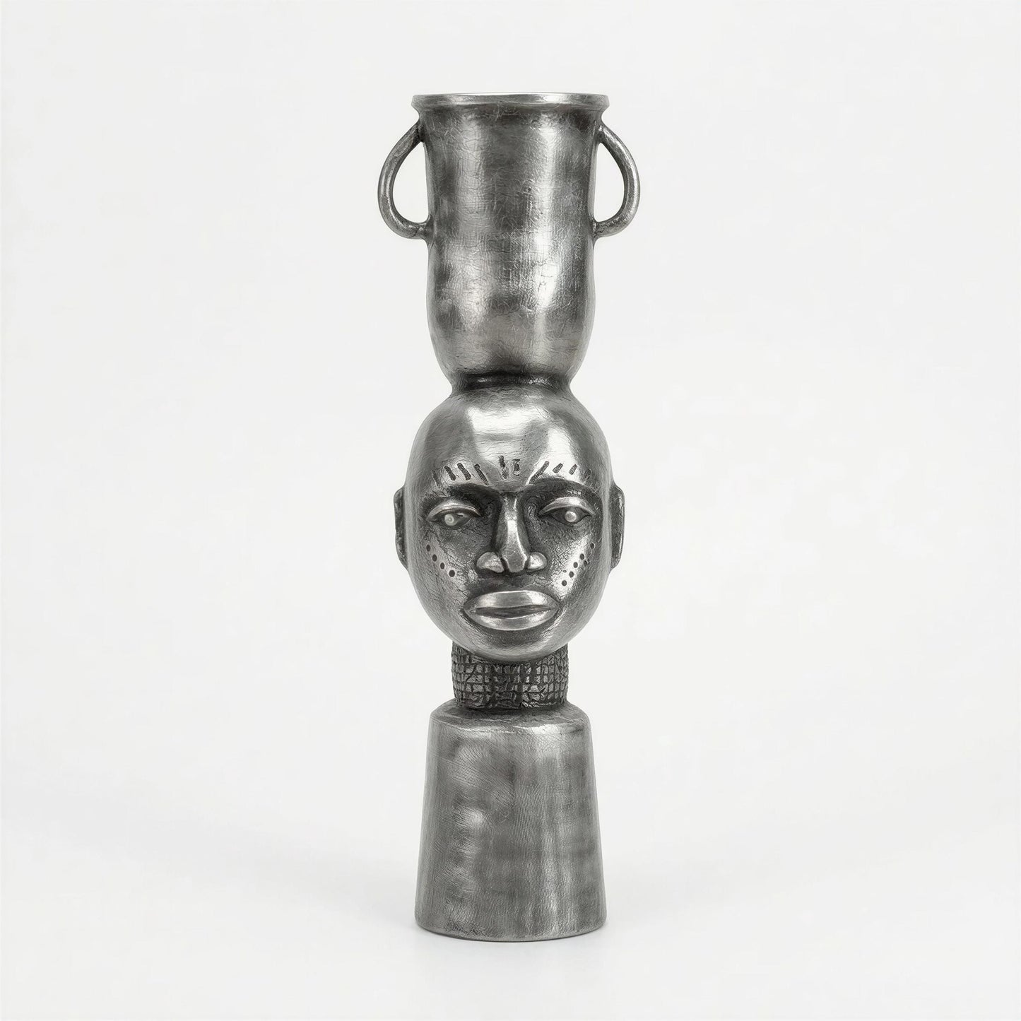 Handcrafted Lead-free Pewter African Bust, Taper Candle Holder, Ethnic Home
