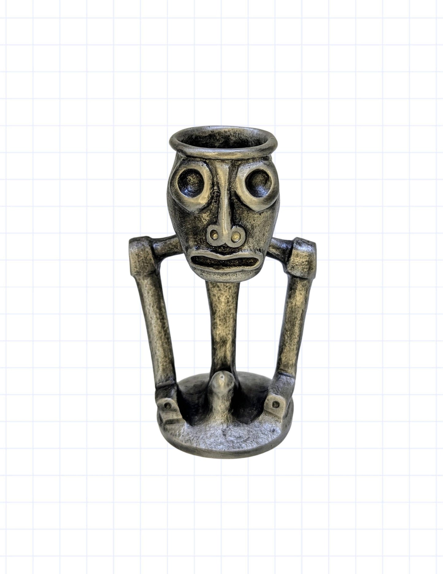 Taino zemi pewter statue taper candle holder home decor collectible