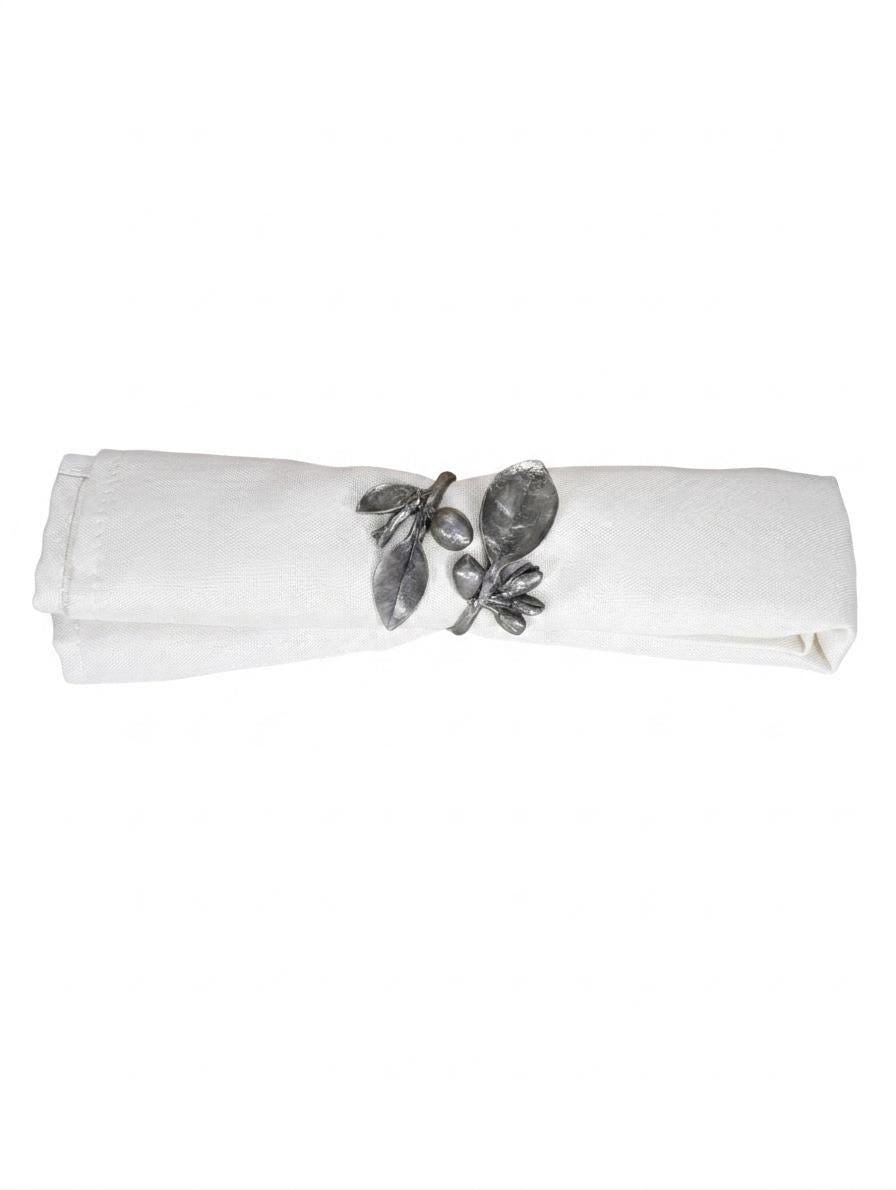Handcrafted Lead-Free Pewter Lemon Branch Napkin Ring Set of 4 – Botanical Table Decor