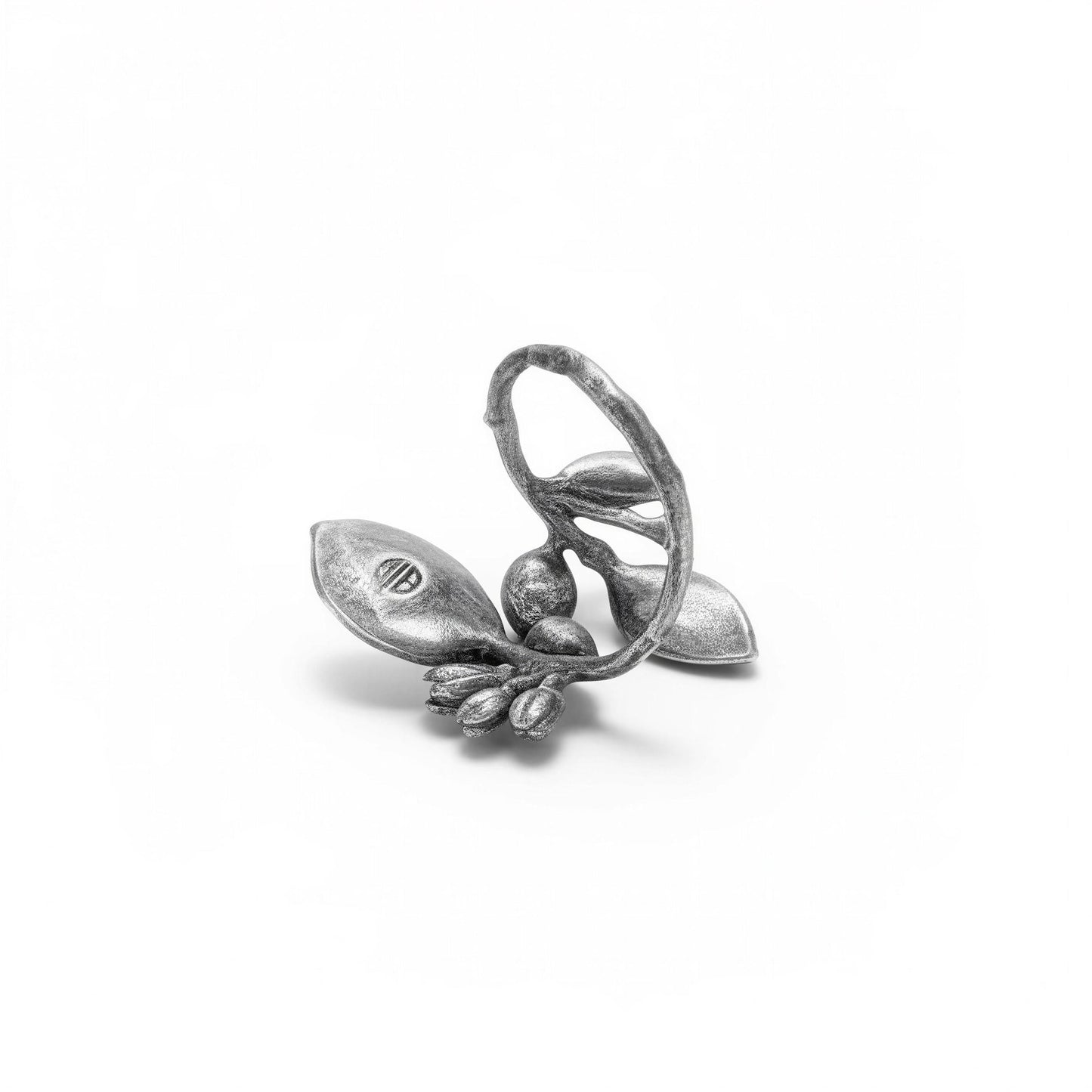 Handcrafted Lead-Free Pewter Lemon Branch Napkin Ring Set of 4 – Botanical Table Decor
