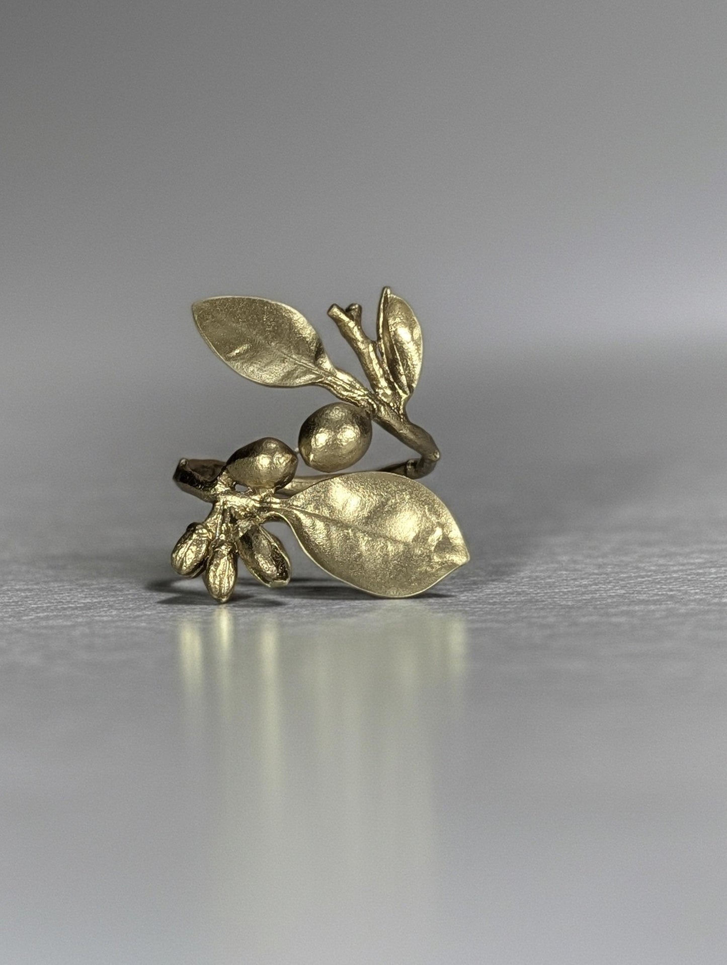 Handcrafted Lead-Free Pewter Lemon Branch Napkin Ring Set of 4 – Botanical Table Decor