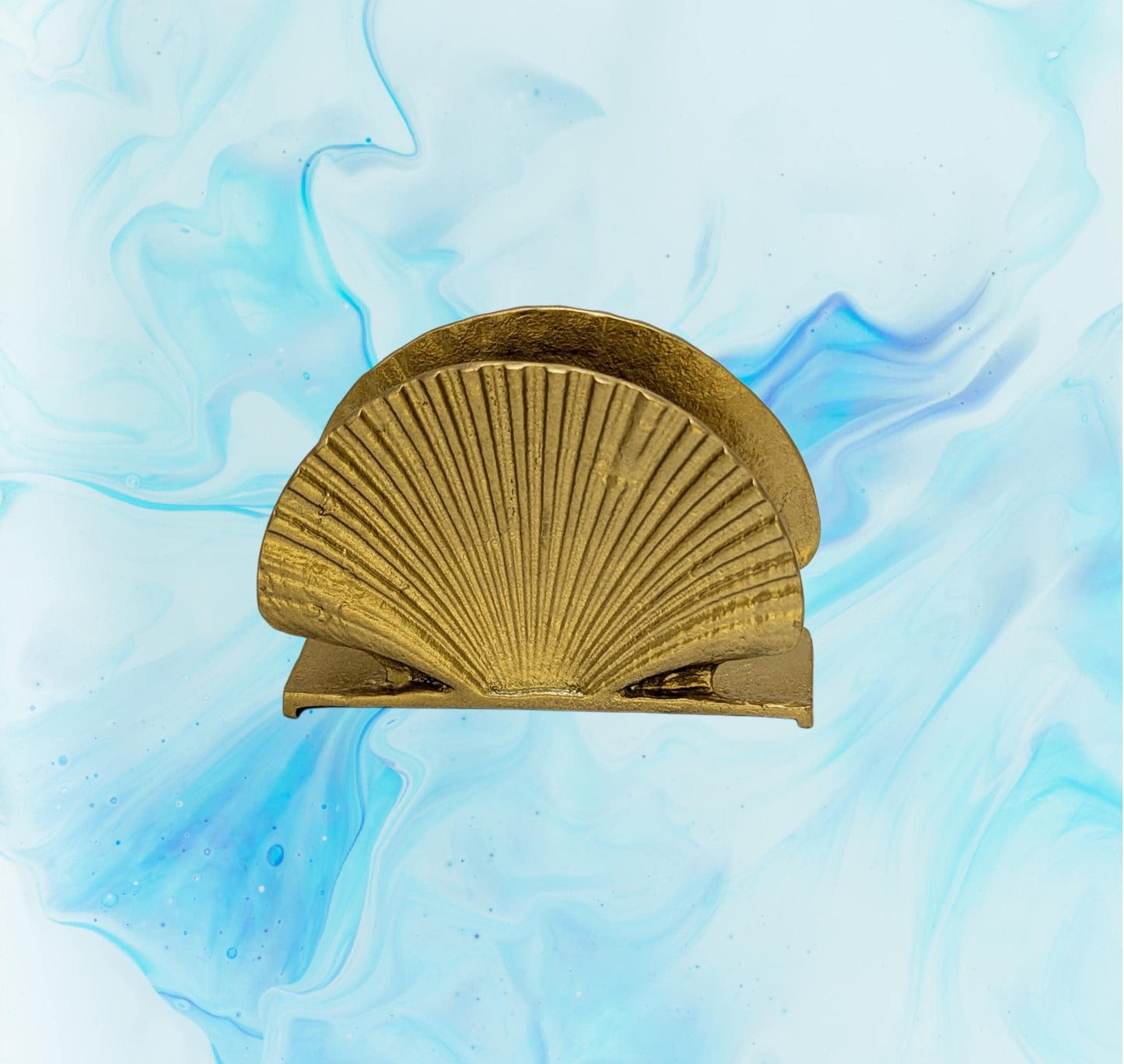 Handmade Seashells Pewter Business Card Holder, Coastal Desk Decor, Inspired by Nature