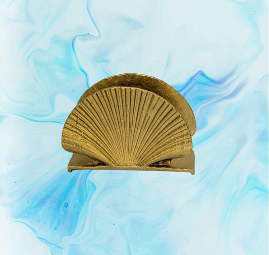 Handmade Seashells Pewter Business Card Holder, Coastal Desk Decor, Inspired by Nature