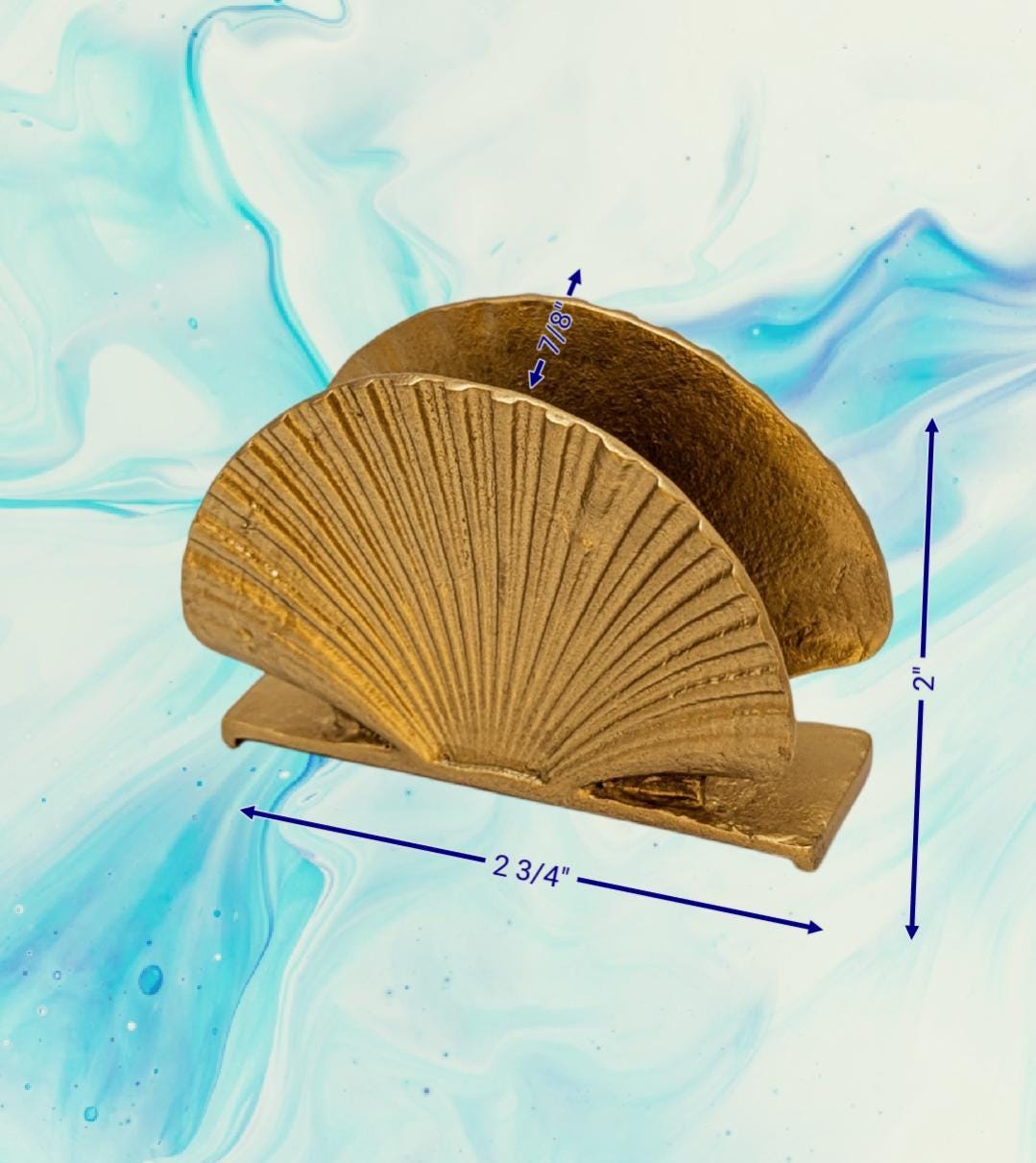 Handmade Seashells Pewter Business Card Holder, Coastal Desk Decor, Inspired by Nature