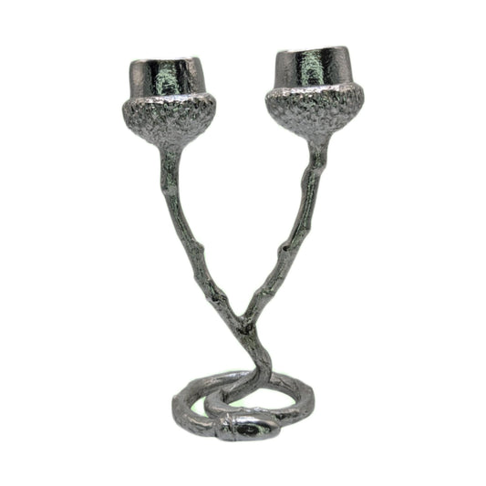 Pewter Acorn Twig Taper Candle Holder Home Decor Inspired by Nature