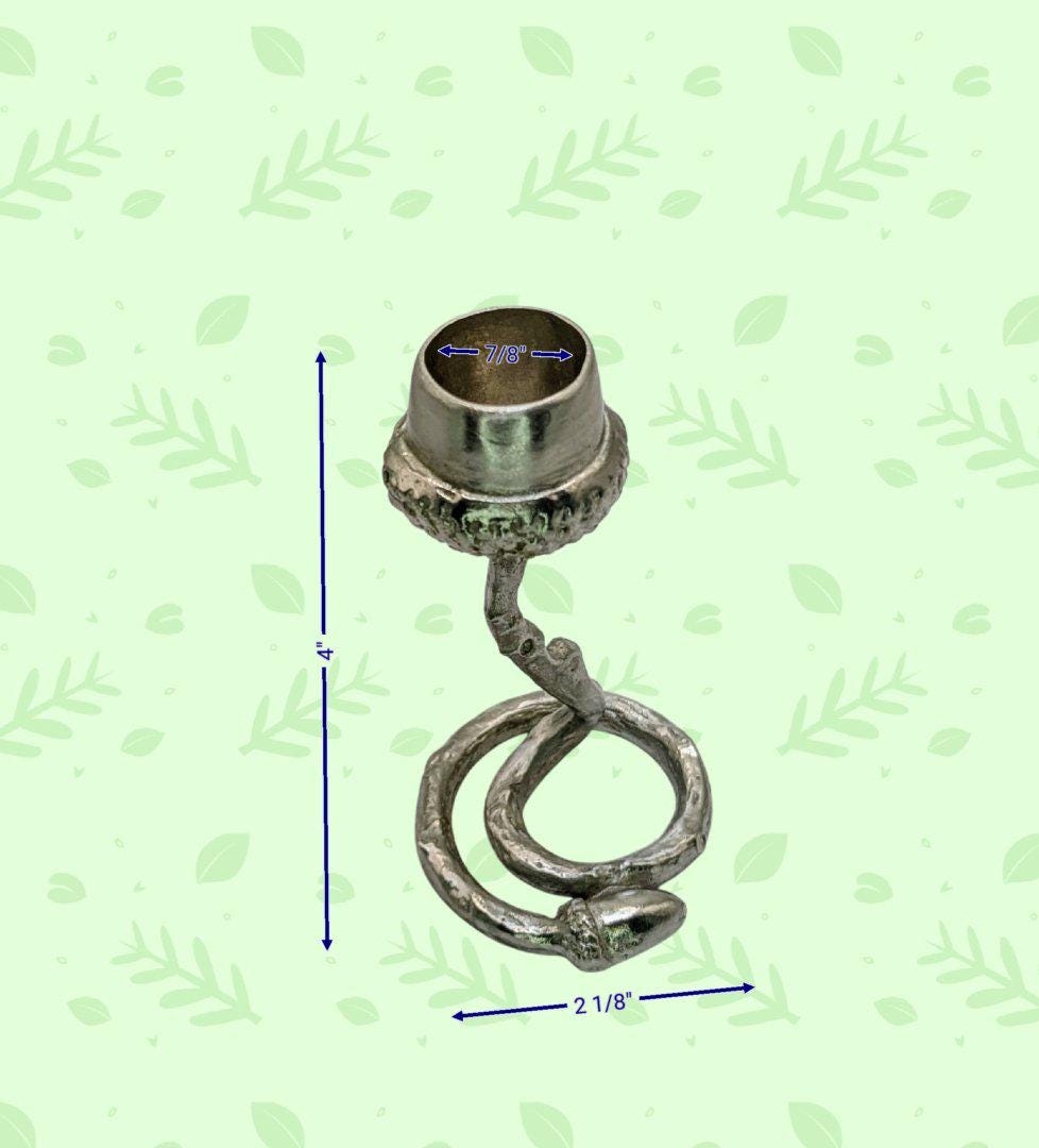 Pewter Acorn Twig Taper Candle Holder Home Decor Inspired by Nature
