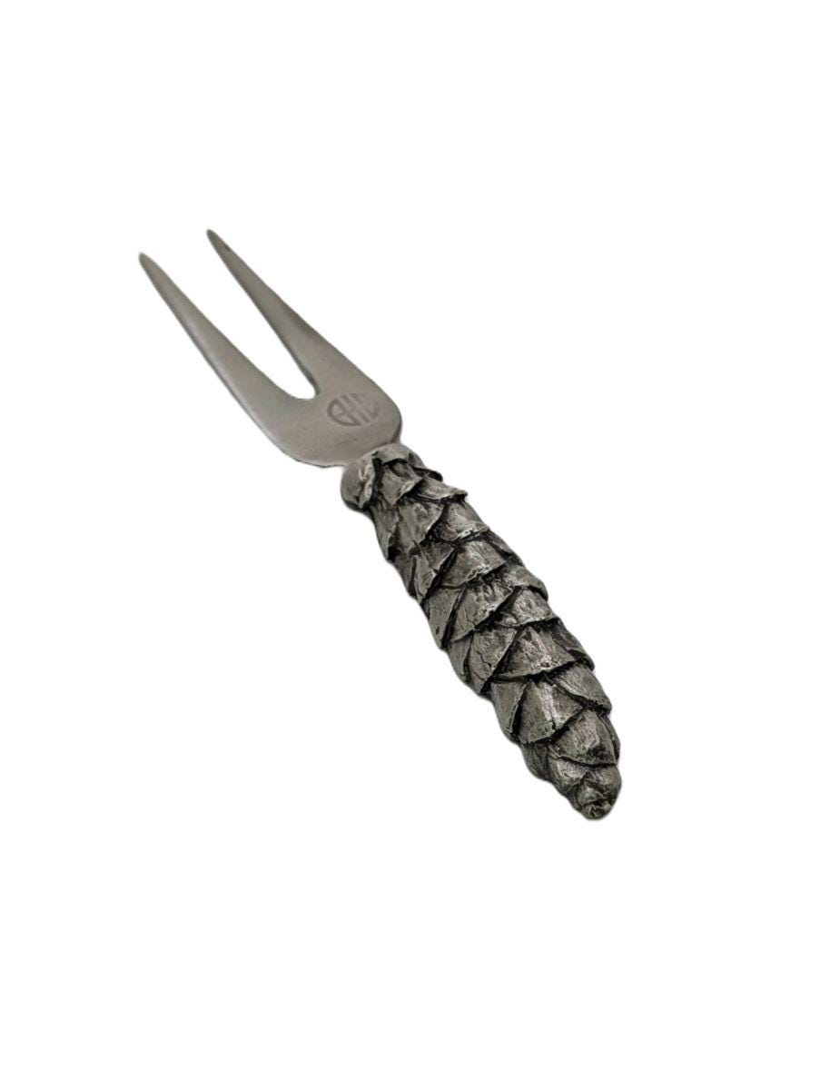 Pinecone Cheese Knife Fork and Spreader Set, Handcrafted Pewter, Nature Inspired, Special Gift
