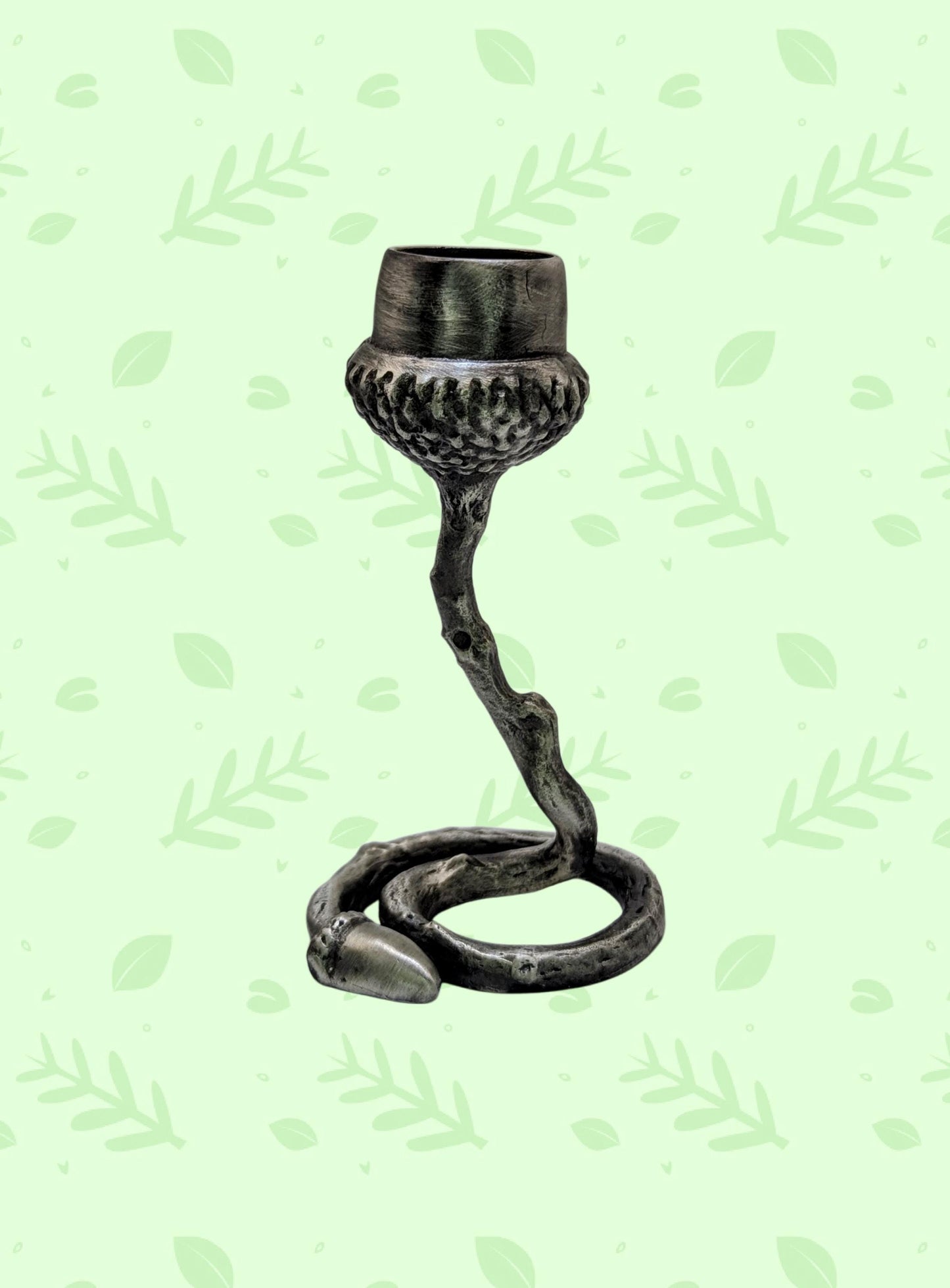 Pewter Acorn Twig Taper Candle Holder Home Decor Inspired by Nature
