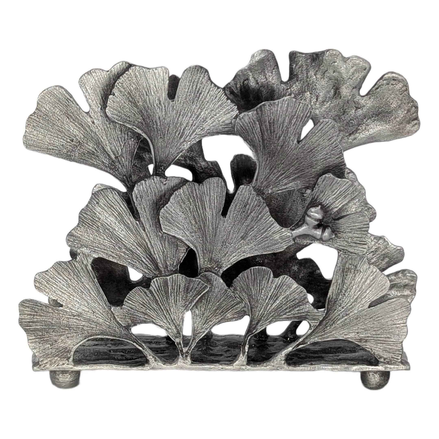 Ginkgo pewter napkin holder letter organizer home and desk decor inspired by