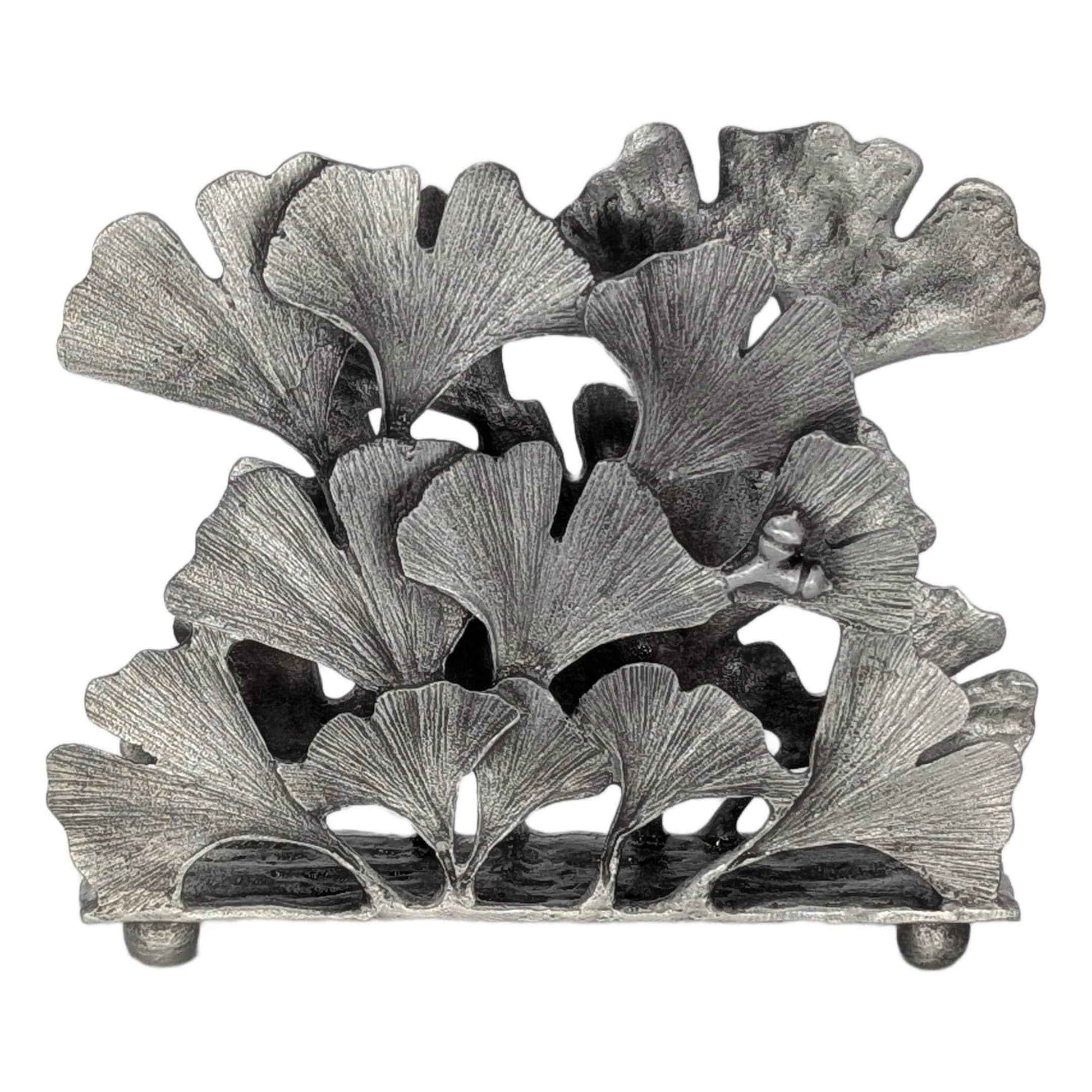 Ginkgo pewter napkin holder letter organizer home and desk decor inspired by