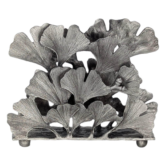 Ginkgo pewter napkin holder letter organizer home and desk decor inspired by