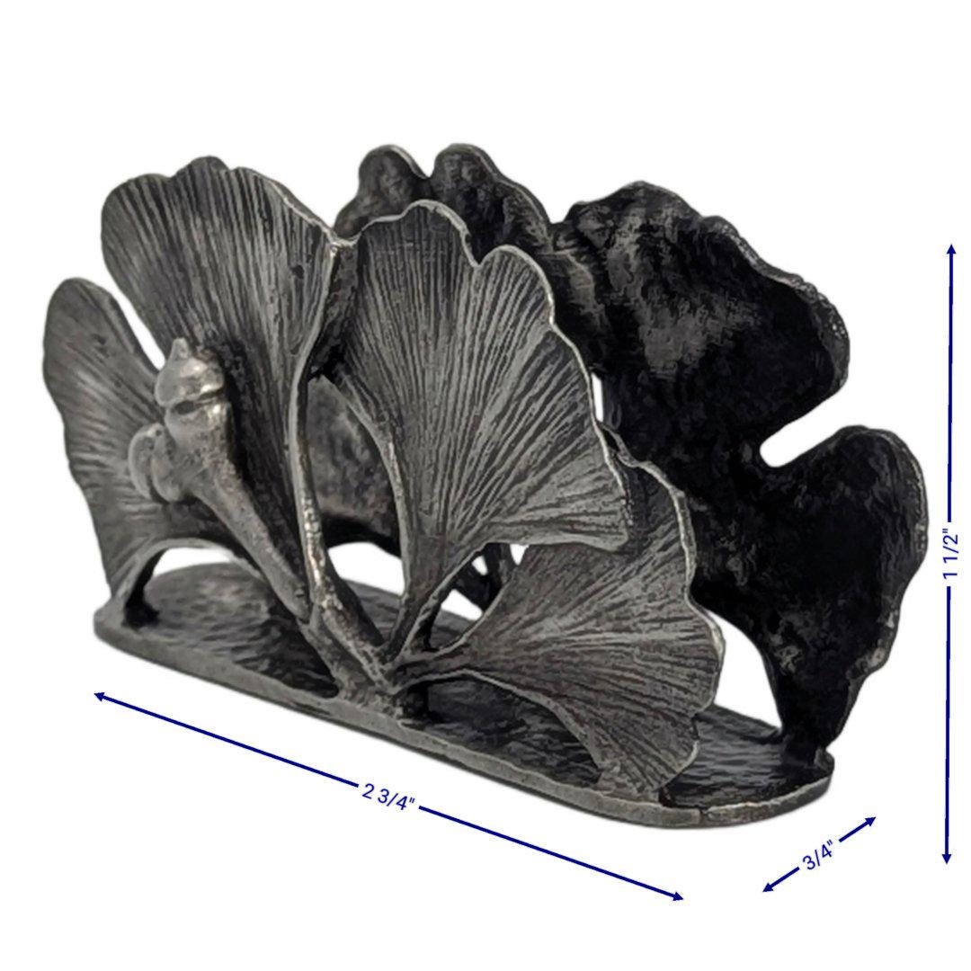 Porte-cartes de visite Gingko Pewter Décor de bureau inspiré par la nature