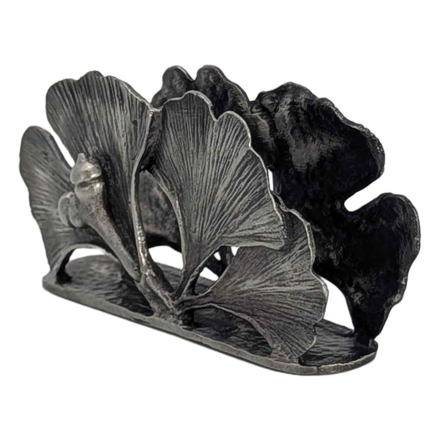 Porte-cartes de visite Gingko Pewter Décor de bureau inspiré par la nature