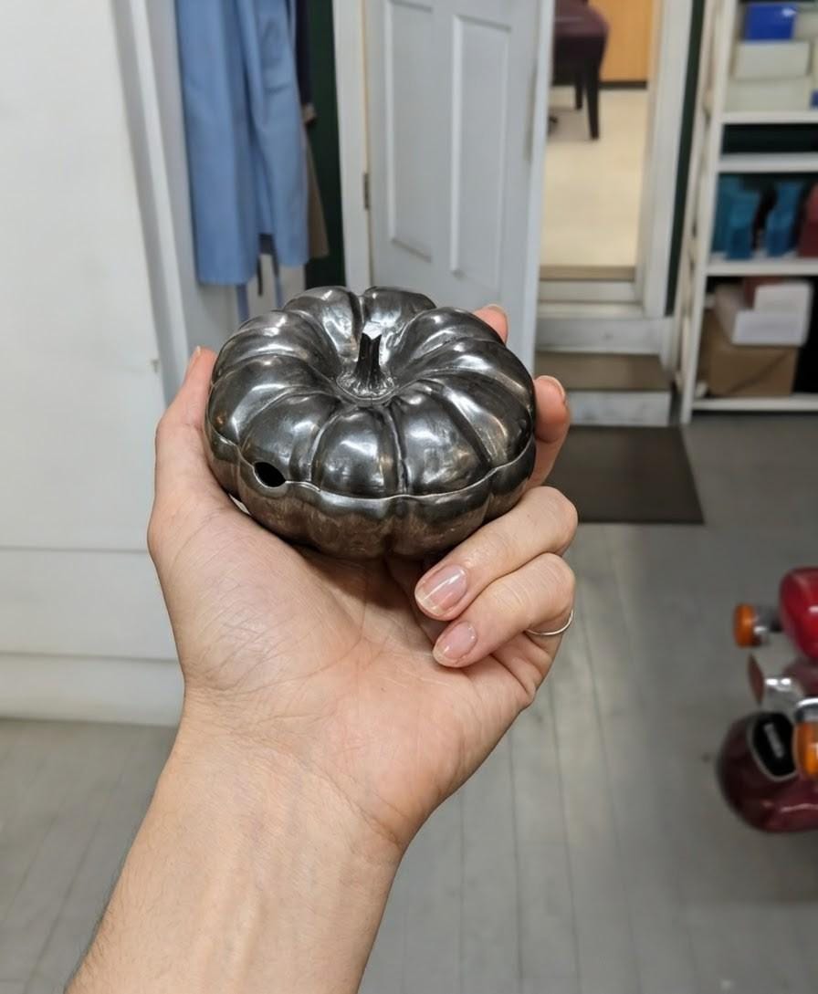 Pumpkin Pewter Small Sugar Spice Bowl Set Home Decor Inspired by Nature