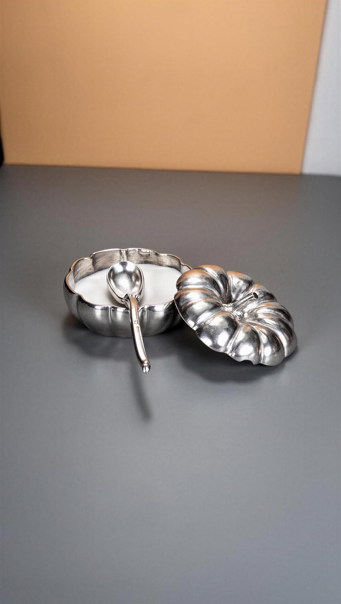 Pumpkin Pewter Small Sugar Spice Bowl Set Home Decor Inspired by Nature