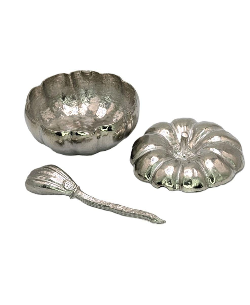 Pumpkin Pewter Small Sugar Spice Bowl Set Home Decor Inspired by Nature