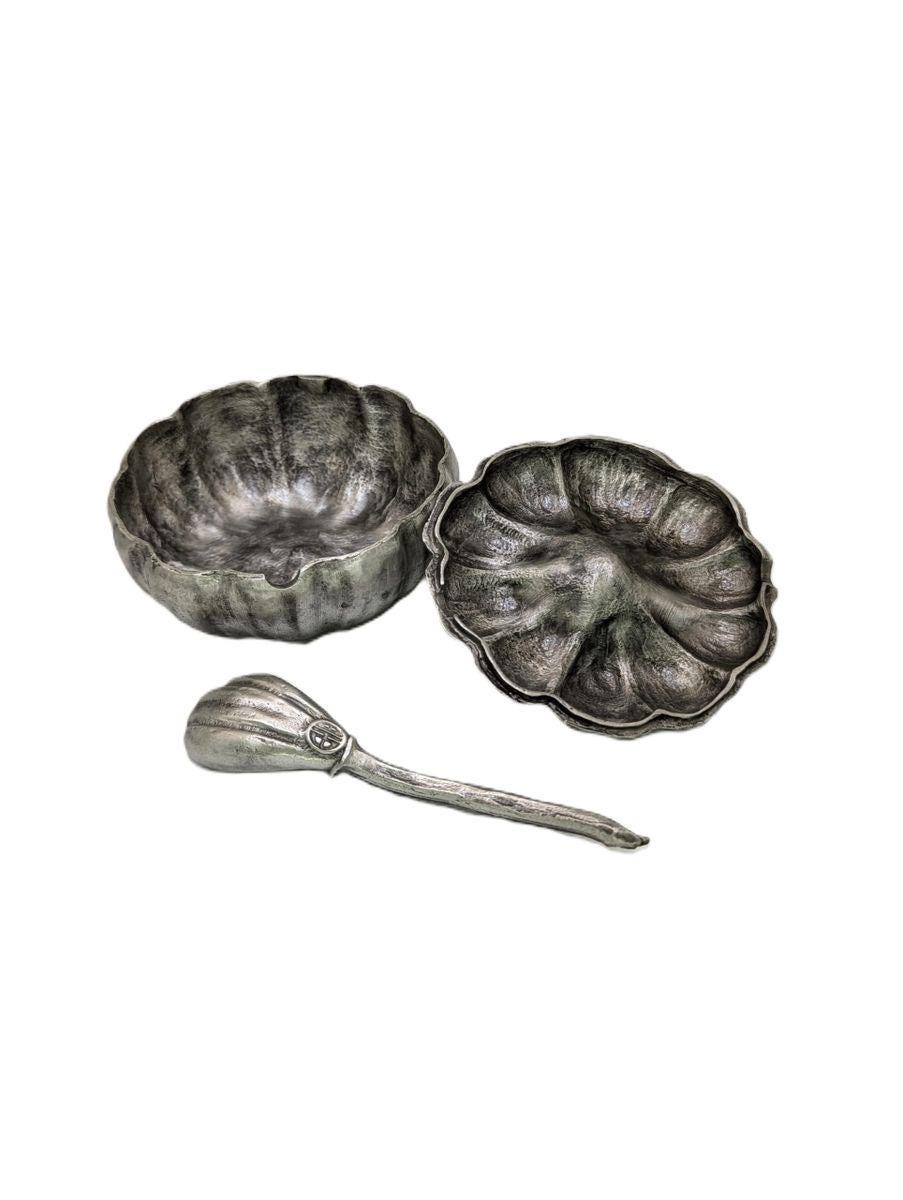 Pumpkin Pewter Small Sugar Spice Bowl Set Home Decor Inspired by Nature