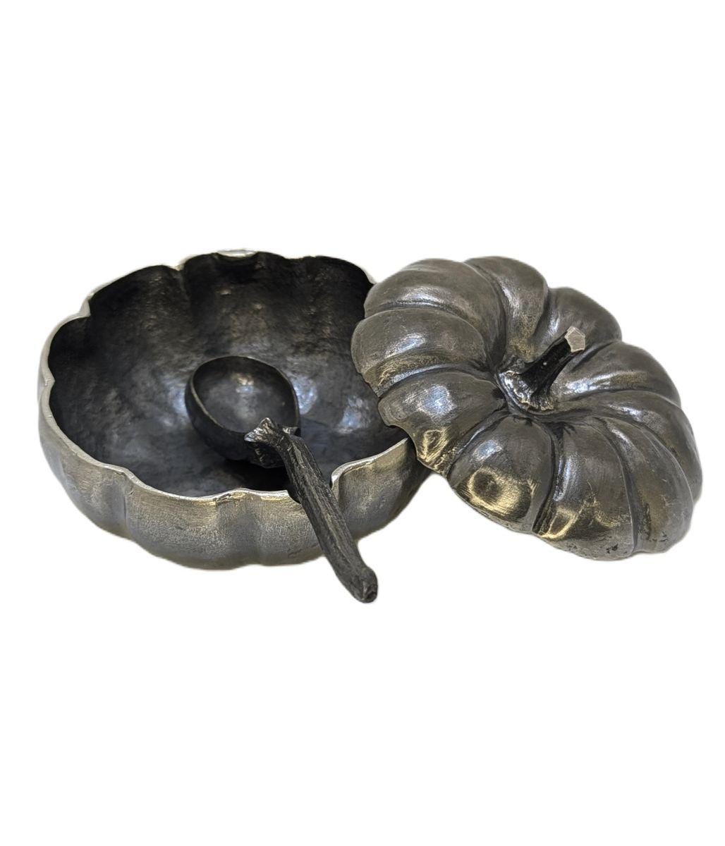 Pumpkin Pewter Small Sugar Spice Bowl Set Home Decor Inspired by Nature