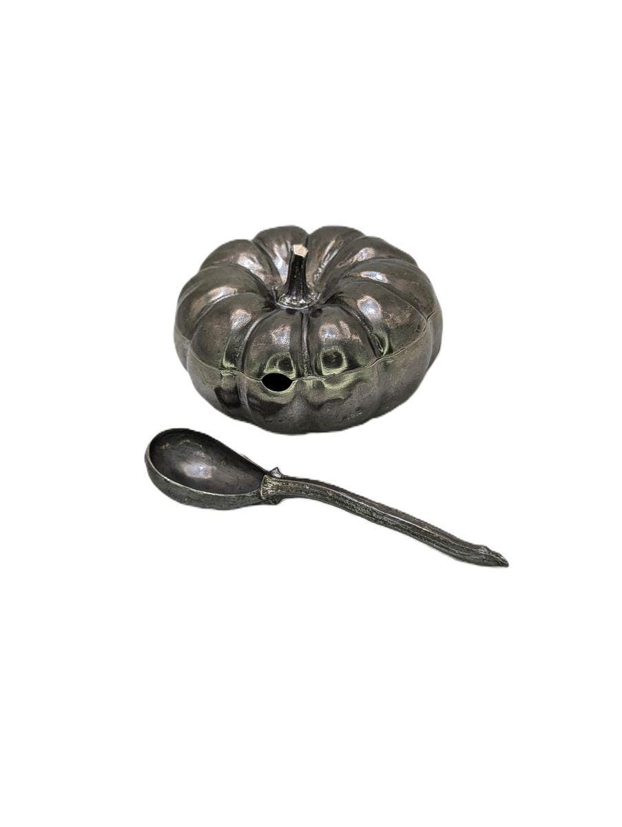Pumpkin Pewter Small Sugar Spice Bowl Set Home Decor Inspired by Nature