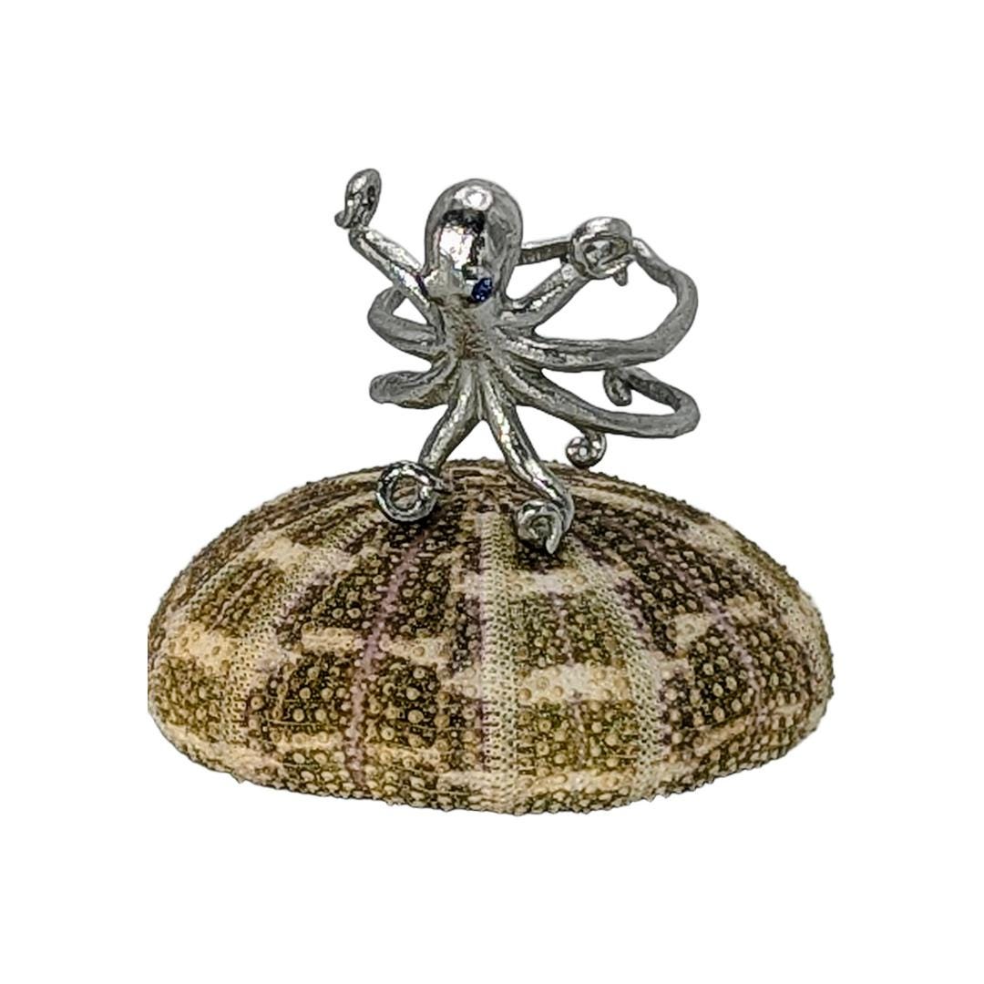 Encantadores sujetaservilletas ajustables de peltre con forma de pulpo - Juego de 4 para decoración de mesa