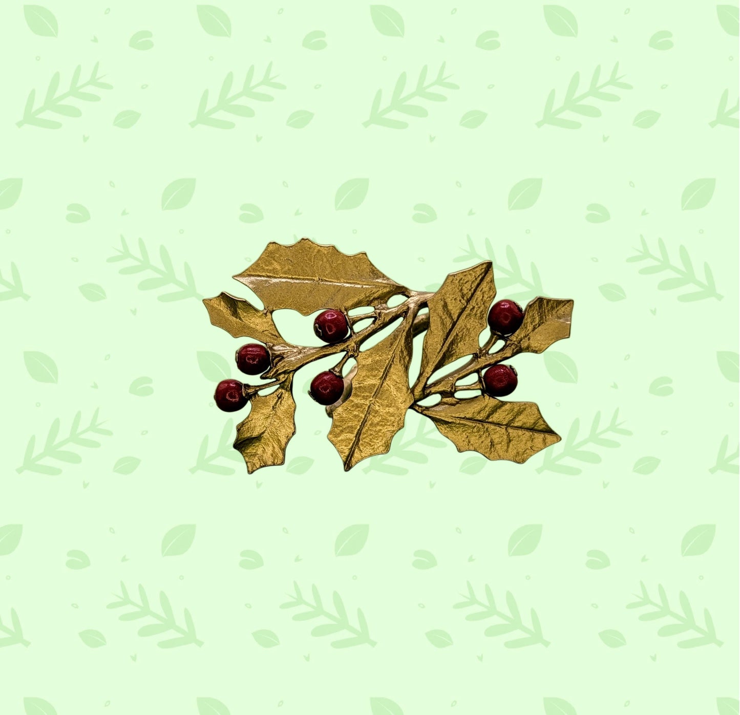 Juego de 4 servilleteros ajustables Holly Pewter, inspirados en la naturaleza.