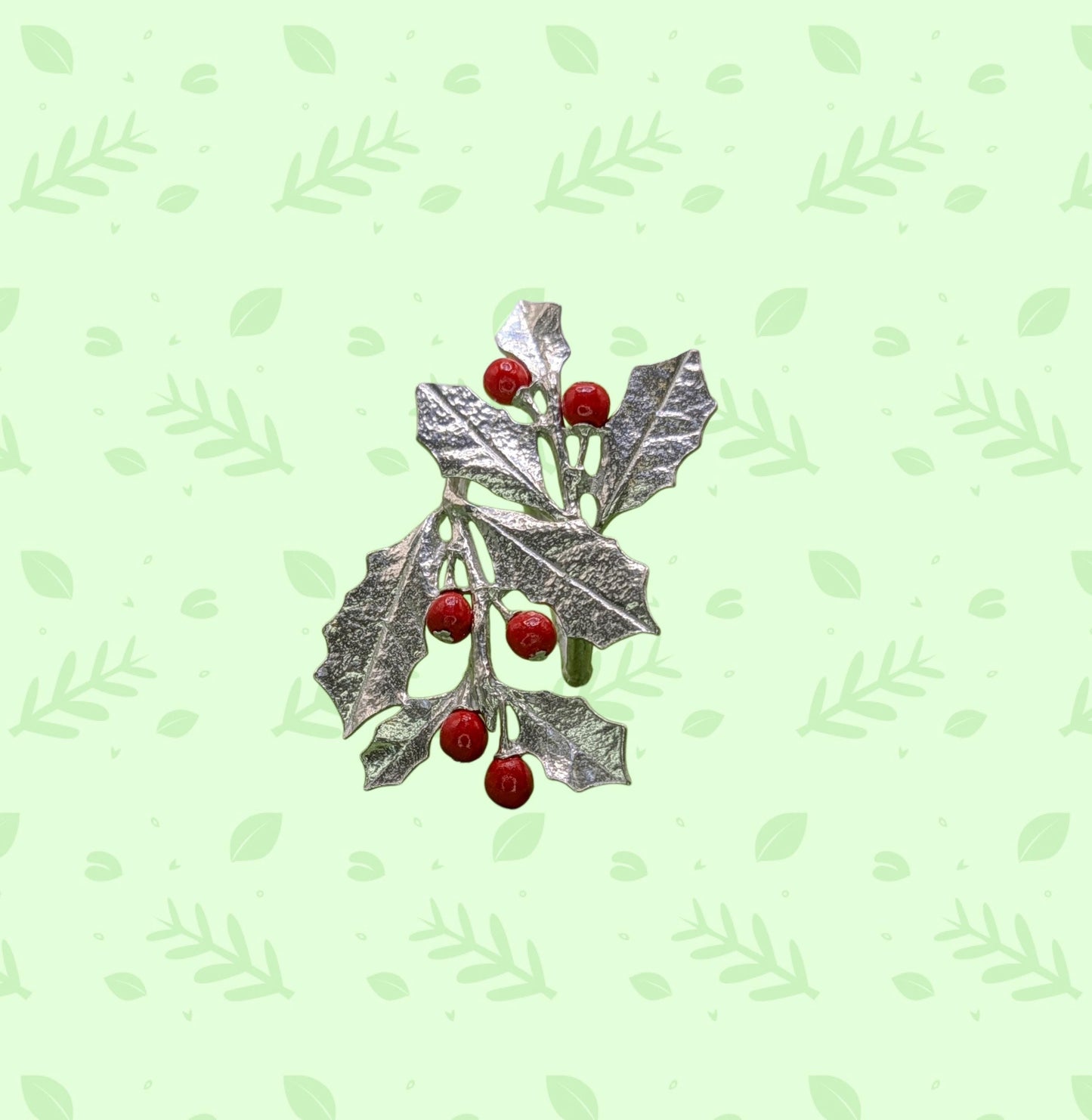 Juego de 4 servilleteros ajustables Holly Pewter, inspirados en la naturaleza.