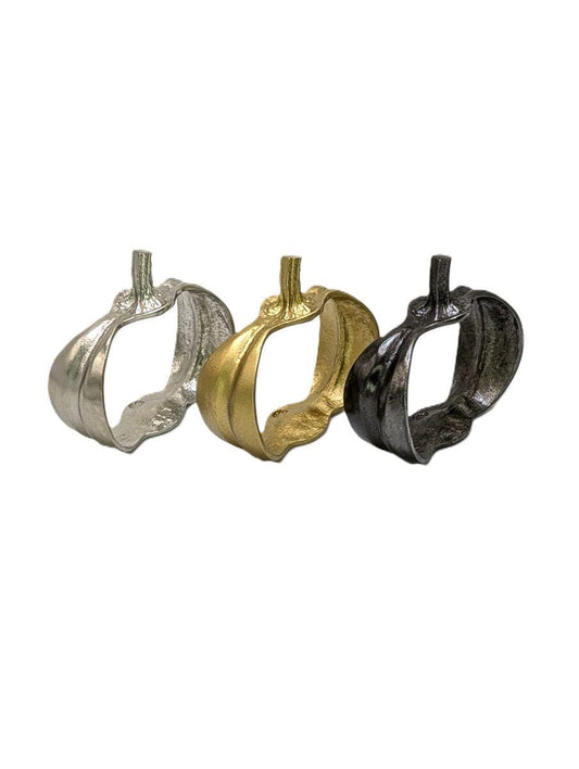 Pumpkin Napkin Rings Set of 4, Handcrafted Pewter, Nature Inspired Housewarmings Gift