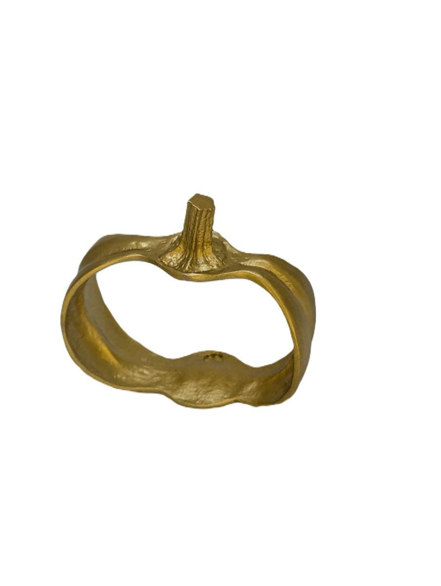 Juego de 4 servilleteros color peltre con diseño de calabaza inspirados en la naturaleza.