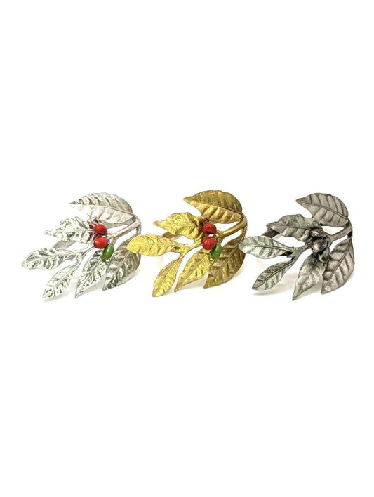 Coffee Pewter Napkin Ring Set of 4 Inspired by Nature