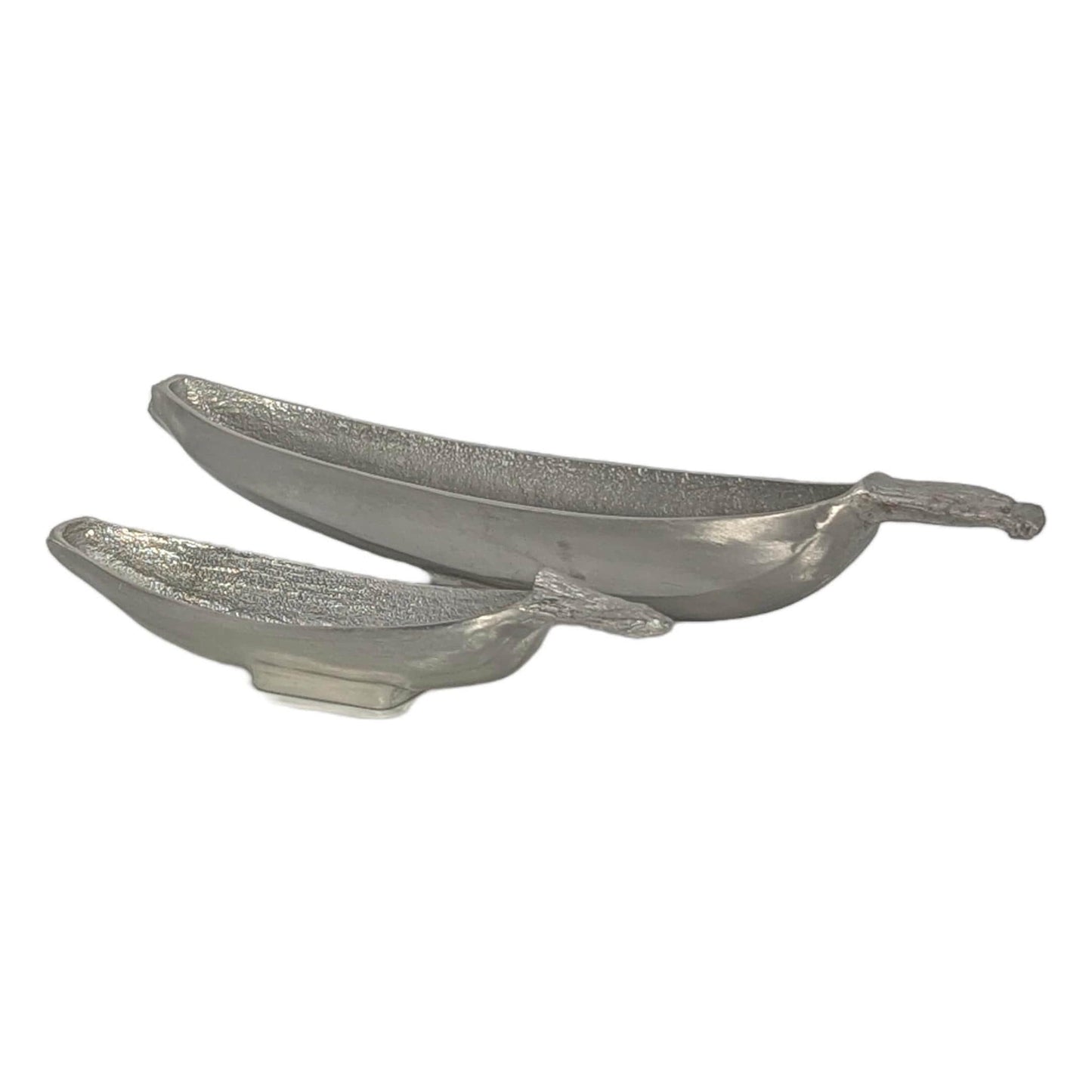 Botanical Pewter Trinket Set, Handcrafted Banana Bowls, Tropical Decor