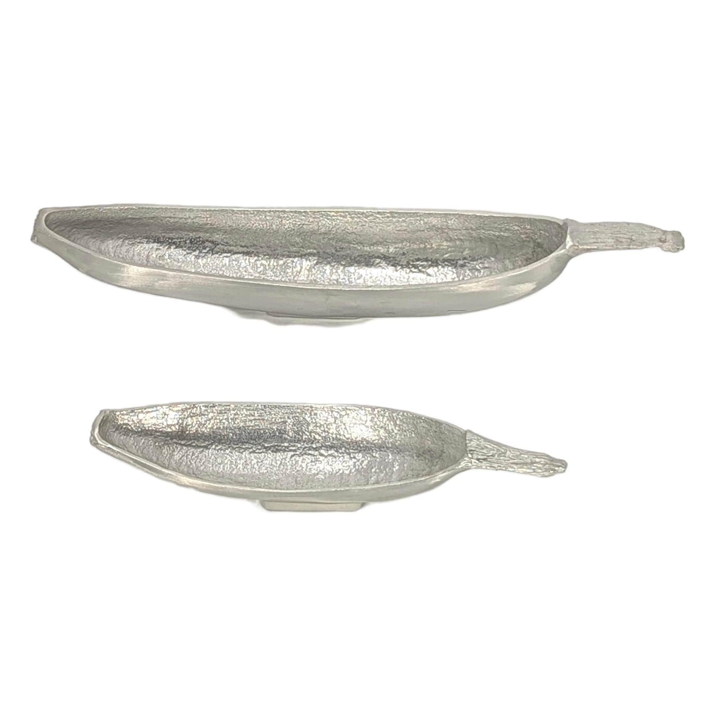 Botanical Pewter Trinket Set, Handcrafted Banana Bowls, Tropical Decor