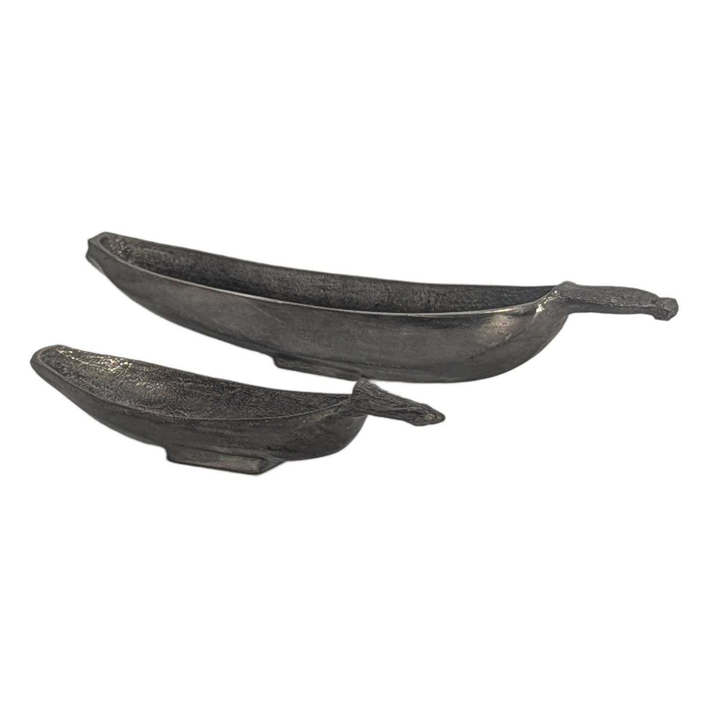 Botanical Pewter Trinket Set, Handcrafted Banana Bowls, Tropical Decor