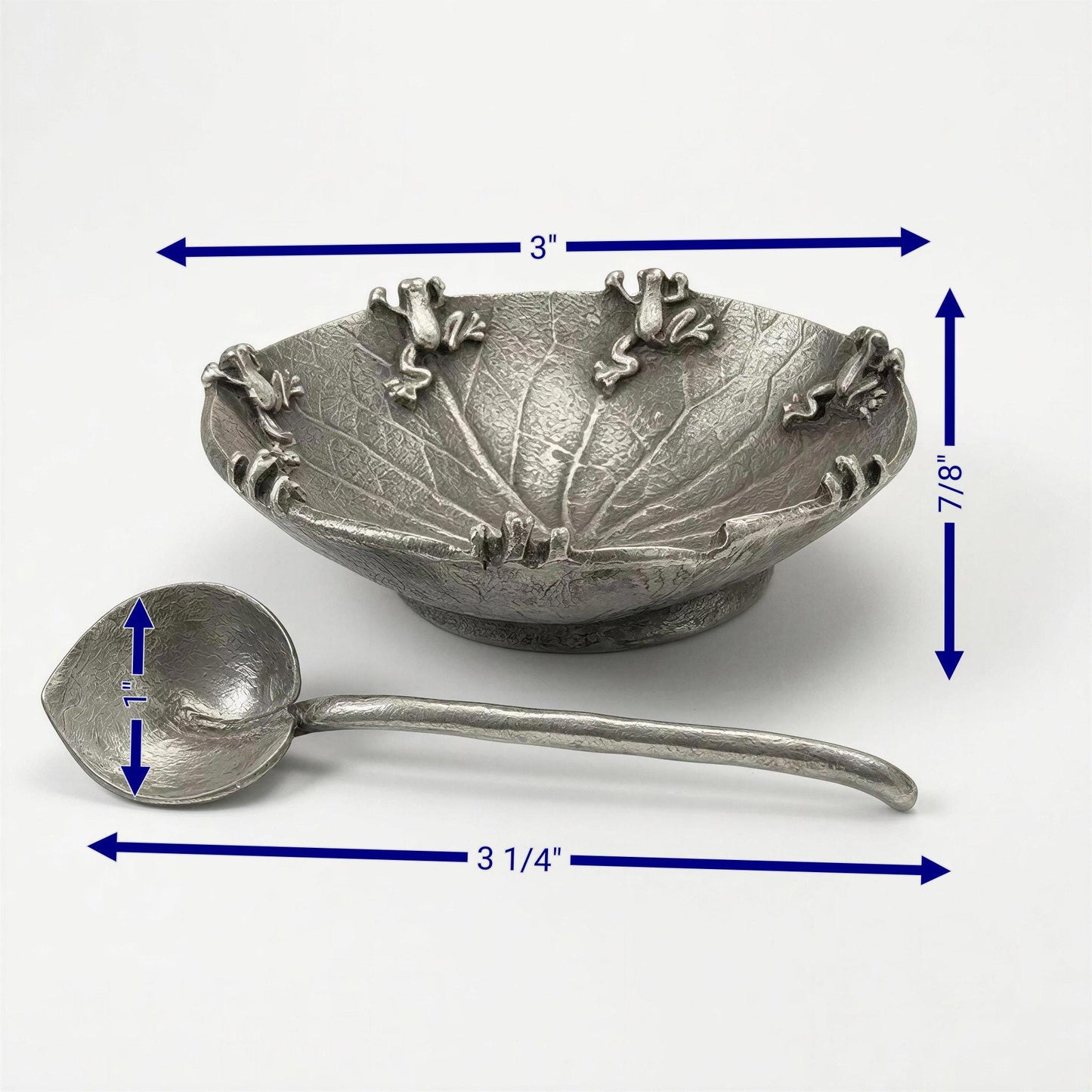 Handcrafted Pewter Water Lily Salt Cellar with Spoon, Nature Inspired Kitchen Essential for Salts and Spices