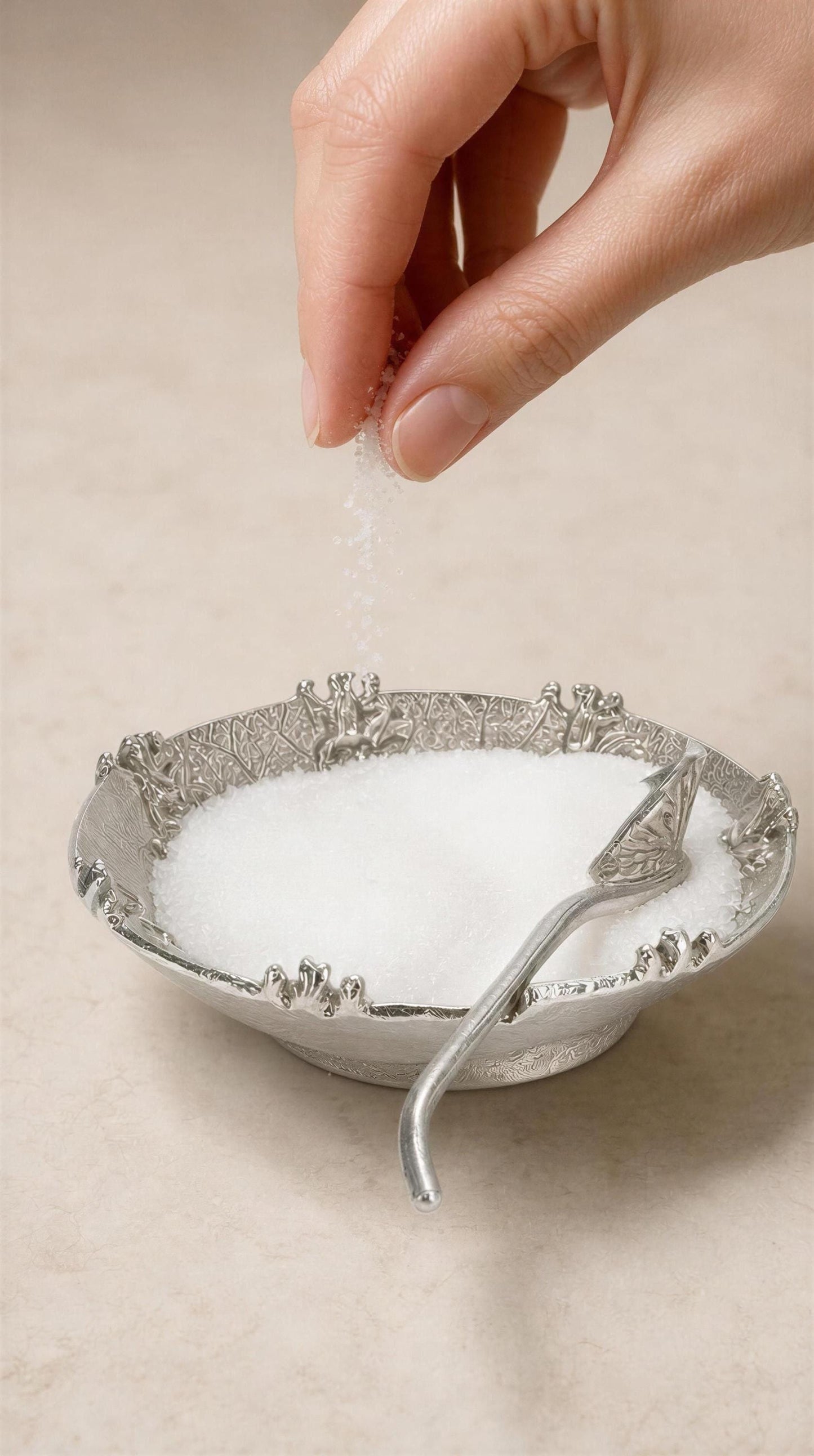 Handcrafted Pewter Water Lily Salt Cellar with Spoon, Nature Inspired Kitchen Essential for Salts and Spices