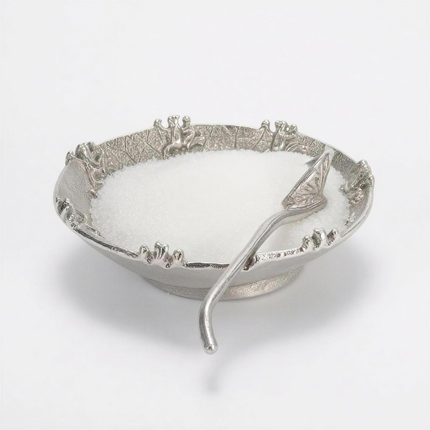Handcrafted Pewter Water Lily Salt Cellar with Spoon, Nature Inspired Kitchen Essential for Salts and Spices