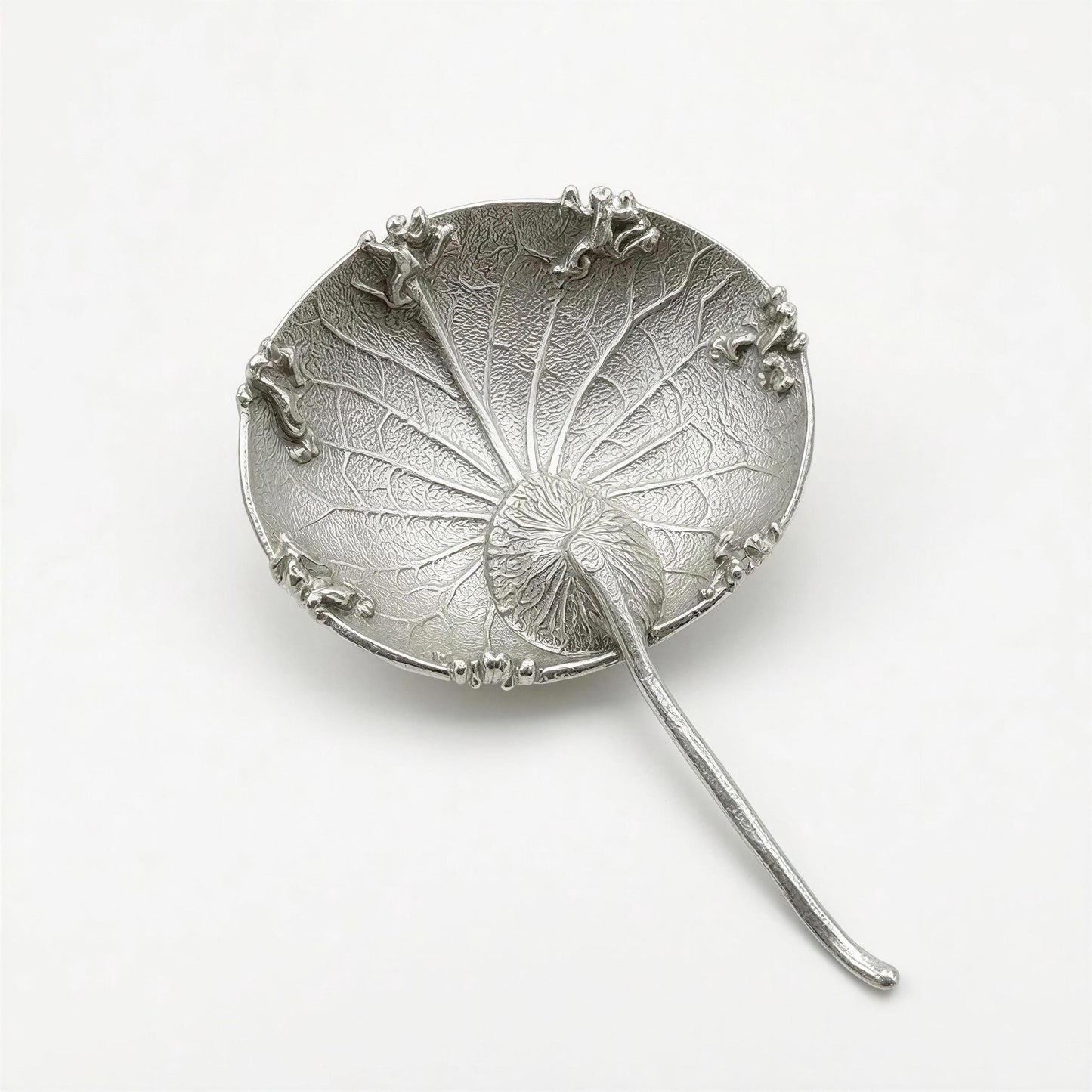 Handcrafted Pewter Water Lily Salt Cellar with Spoon, Nature Inspired Kitchen Essential for Salts and Spices