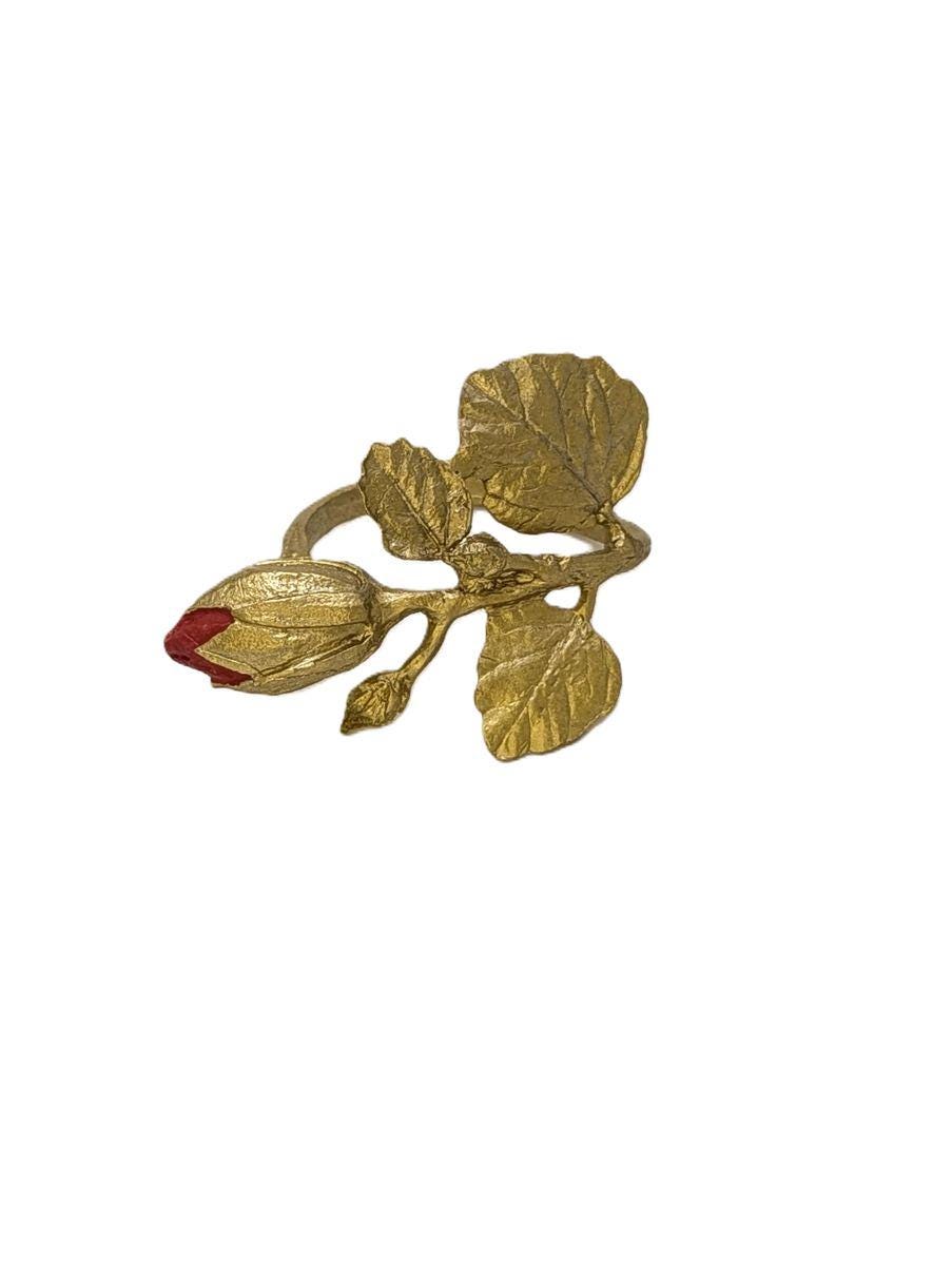 Elegant Hibiscus Bud Pewter Napkin Ring Set of 4 Inspired by Nature