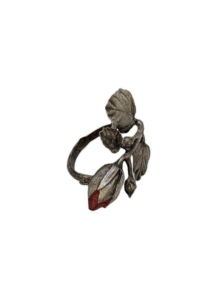Elegant Hibiscus Bud Pewter Napkin Ring Set of 4 Inspired by Nature