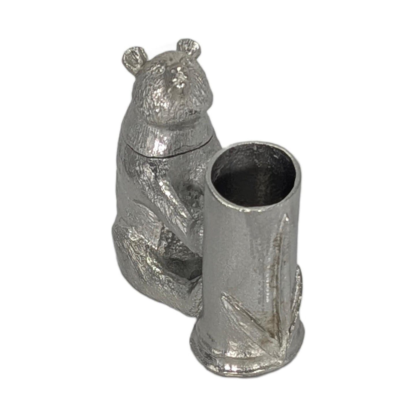 Handcrafted Giant Panda Bamboo Unique Pewter Pen Holder & Hideout Box, Desk Decor