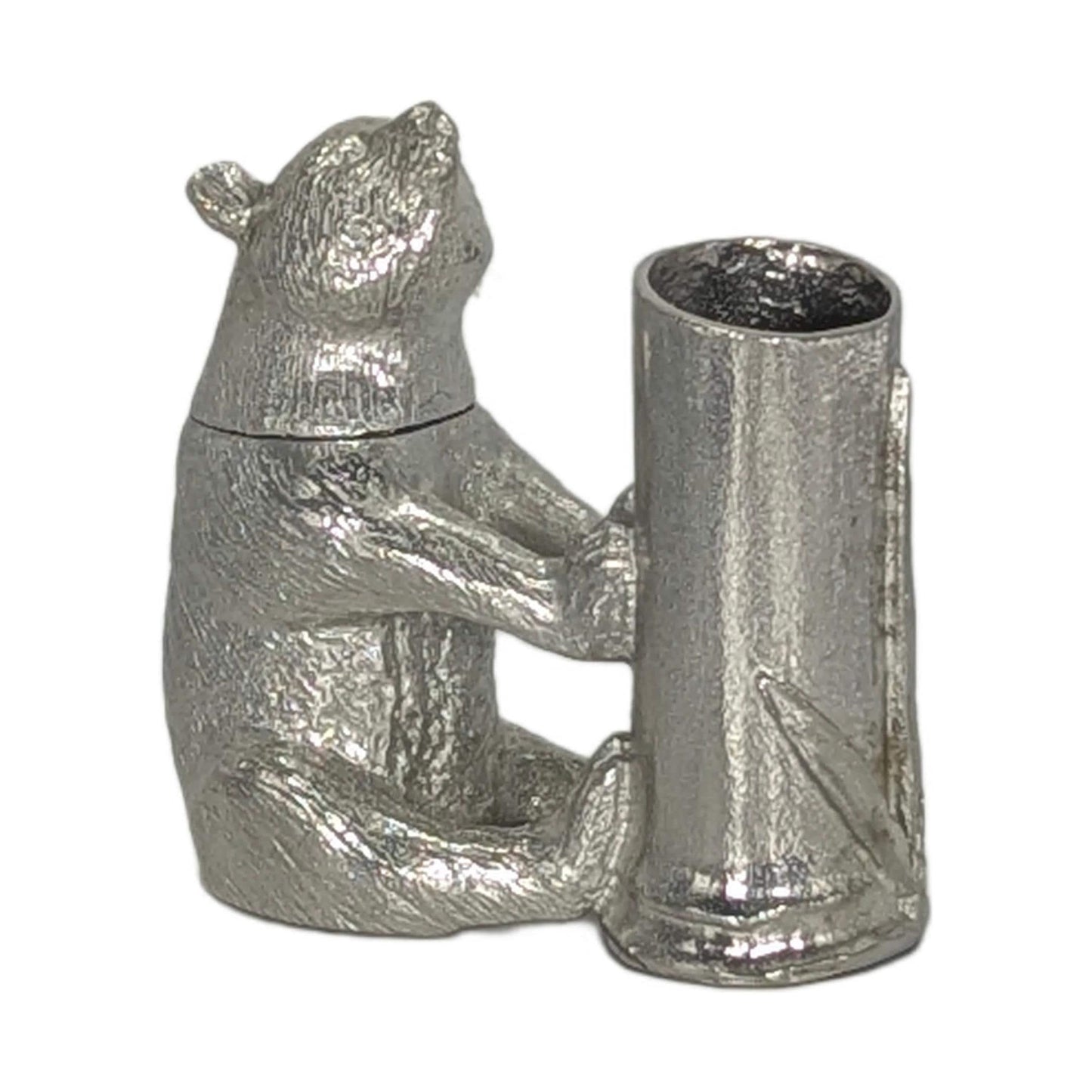 Handcrafted Giant Panda Bamboo Unique Pewter Pen Holder & Hideout Box, Desk Decor
