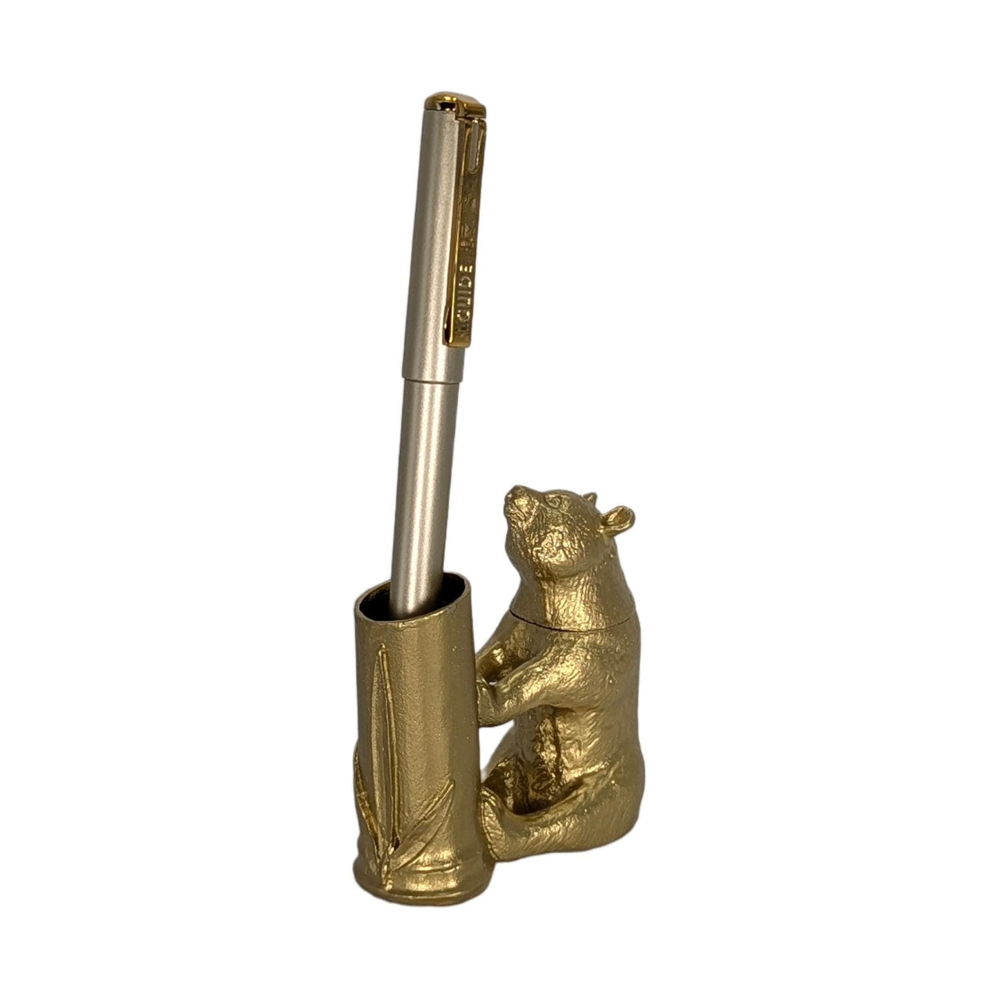 Handcrafted Giant Panda Bamboo Unique Pewter Pen Holder & Hideout Box, Desk Decor