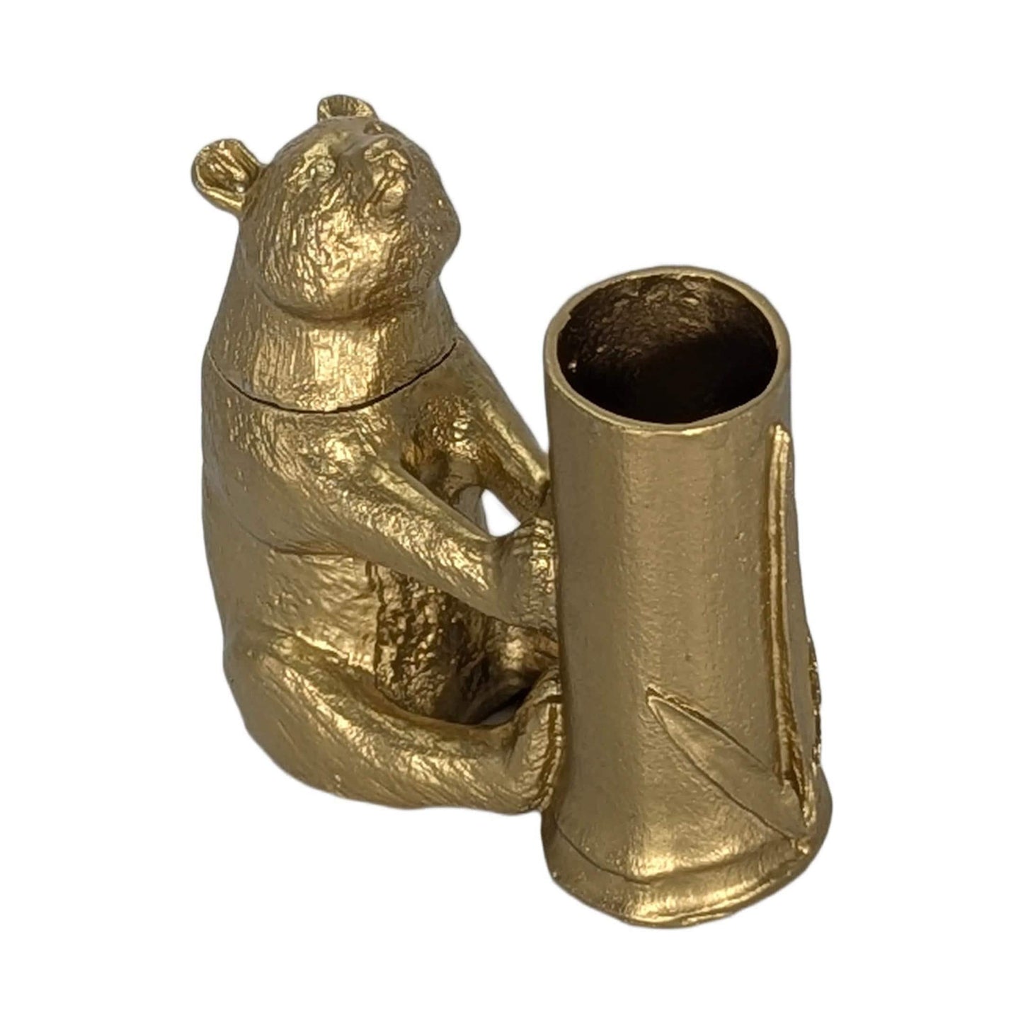 Handcrafted Giant Panda Bamboo Unique Pewter Pen Holder & Hideout Box, Desk Decor