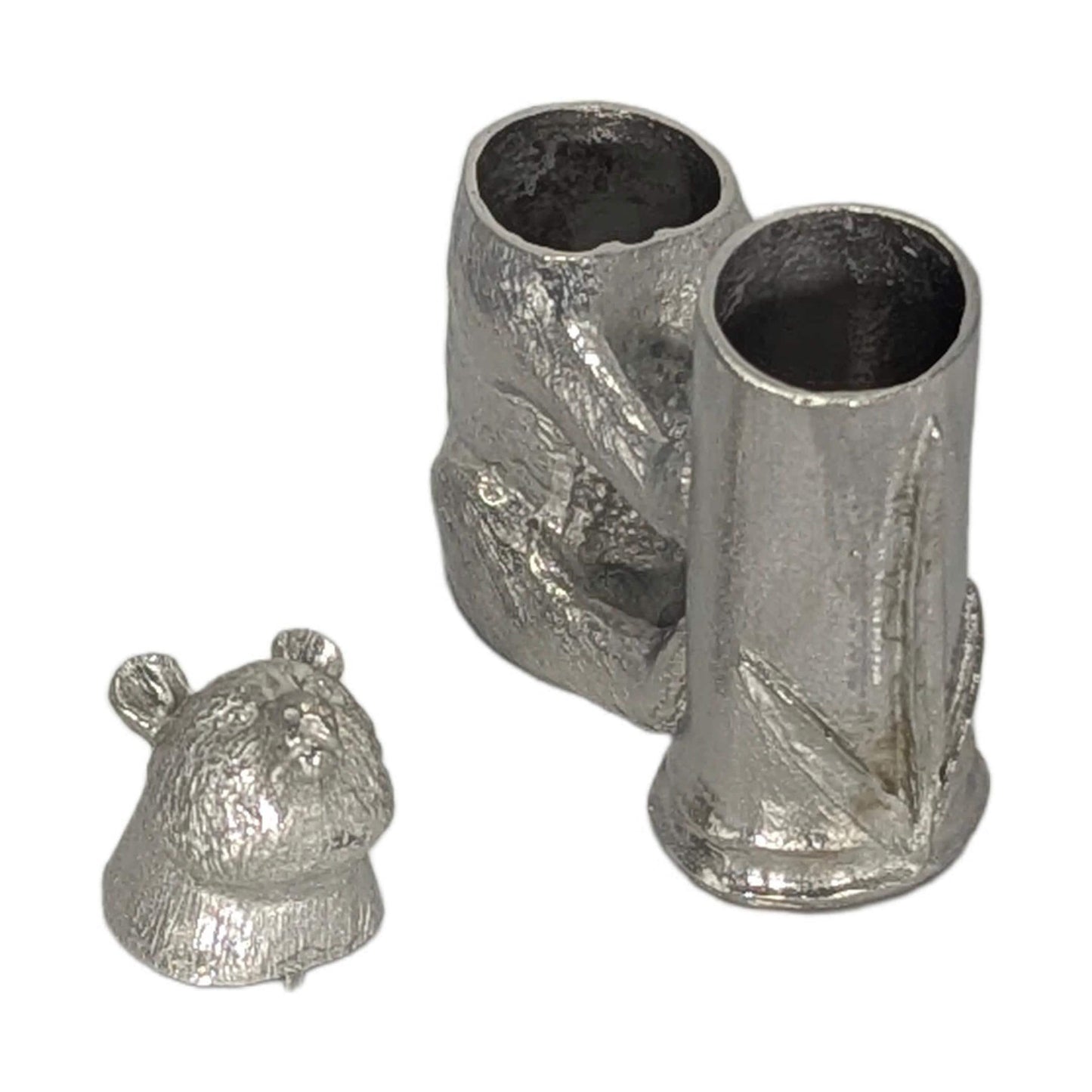 Handcrafted Giant Panda Bamboo Unique Pewter Pen Holder & Hideout Box, Desk Decor